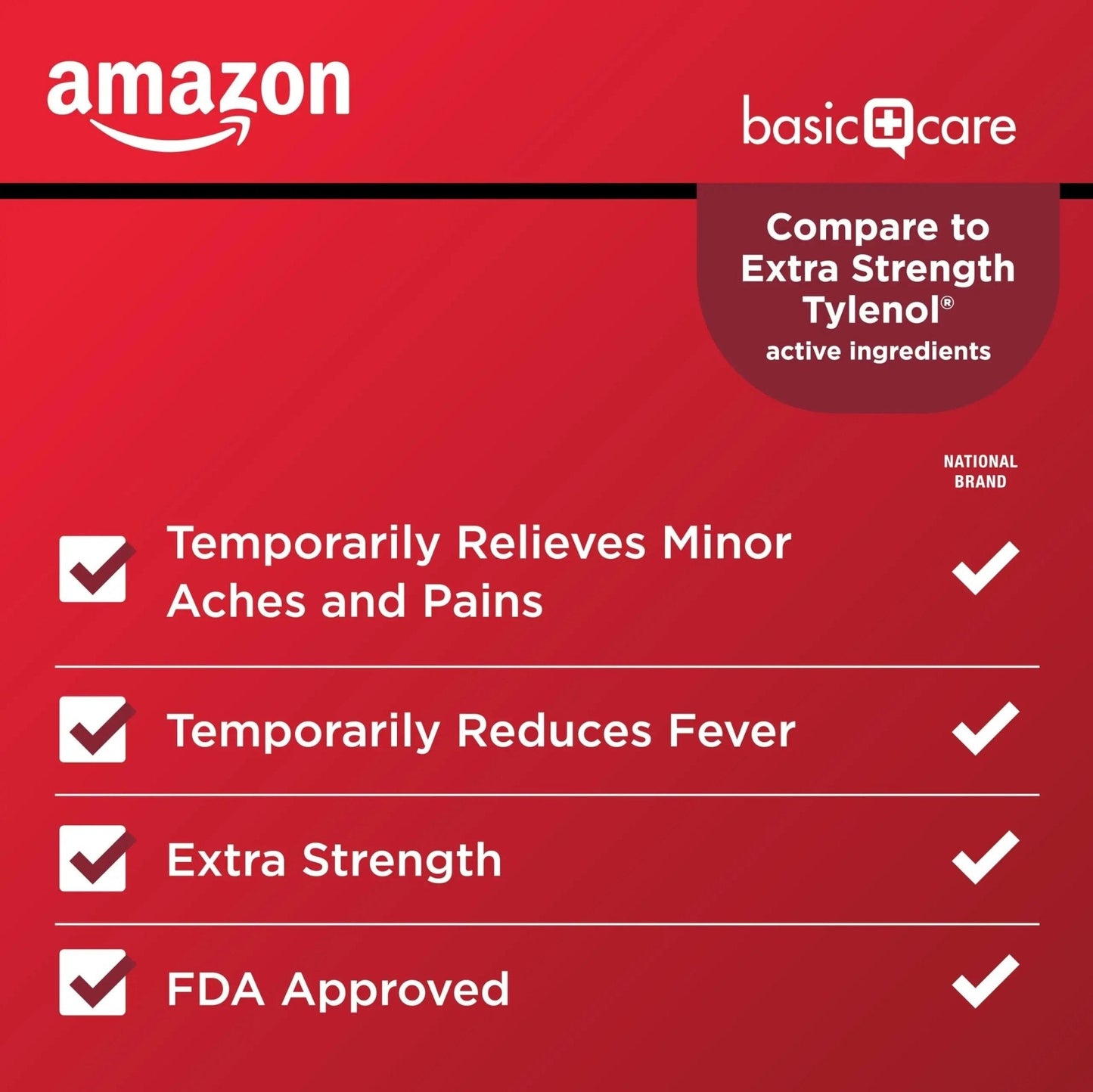 Amazon Basic Care Extra Strength Pain Relief, Acetaminophen Caplets, 500 mg, 200 Count - Maple Wellness Supplements
