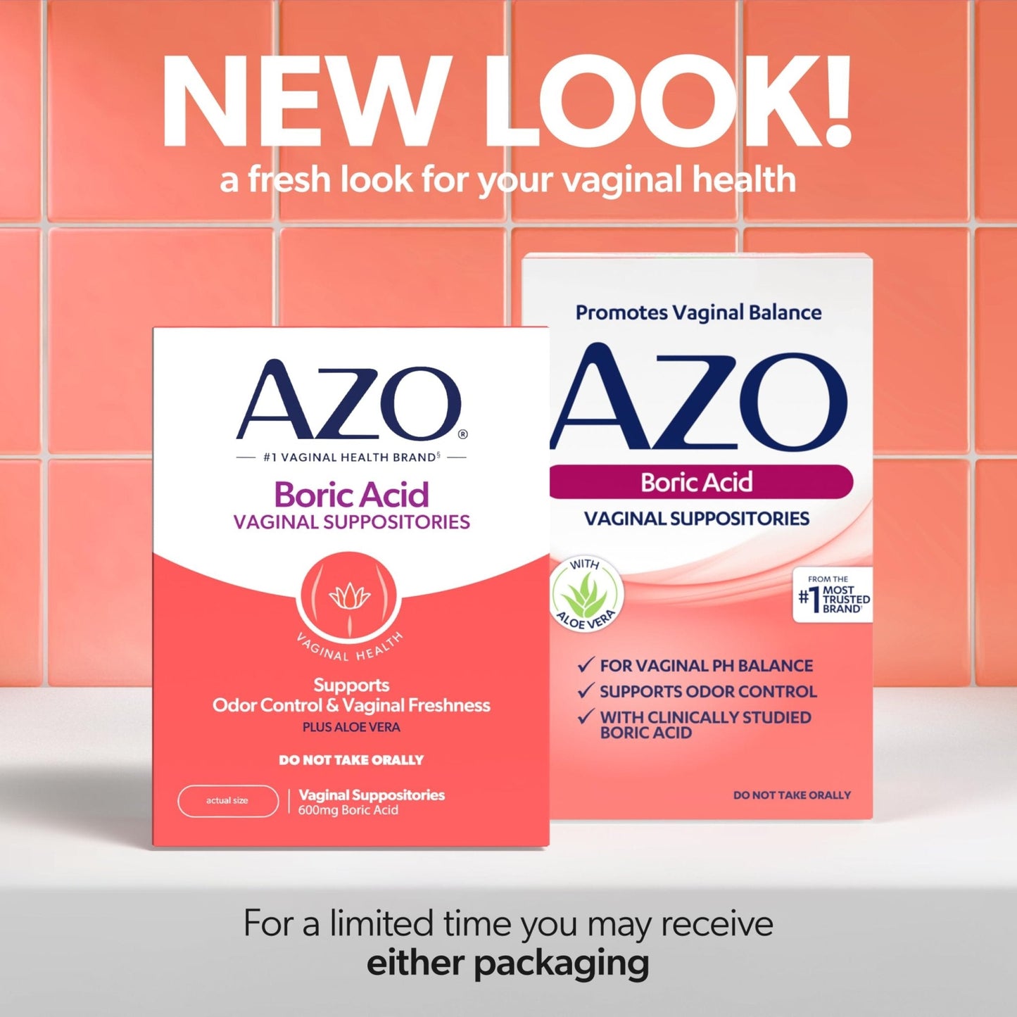 AZO® Boric Acid Vaginal Suppositories for Women, Helps Support Odor Control with Clinically Studied Boric Acid, Non-GMO, 30 Count - Maple Wellness Supplements
