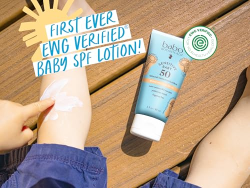 Babo Botanicals Sensitive Baby Mineral Sunscreen Lotion SPF50 - Natural Zinc Oxide - Face & Body - Fragrance-Free - Water-Resistant - Maple Wellness Supplements