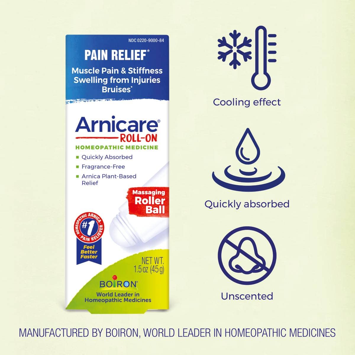 Boiron Arnicare Roll-on gel, for bruising, pain, stiffness, aches, Homeopathic Medicine for Pain Relief, 1.5 Ounce (Pack of 1) - Maple Wellness Supplements