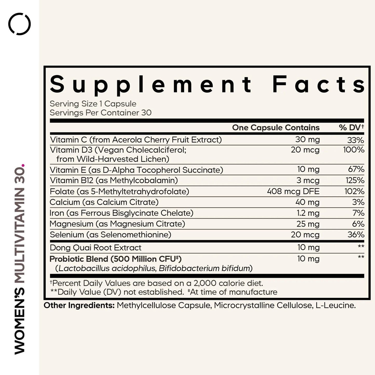 Codeage Women’s Multivitamin - Vitamins A, C, D3, E, B6, B12, Folate, Calcium, Magnesium, Iron, Dong Quai, Probiotics - 1 Capsule Per Serving - Maple Wellness Supplements
