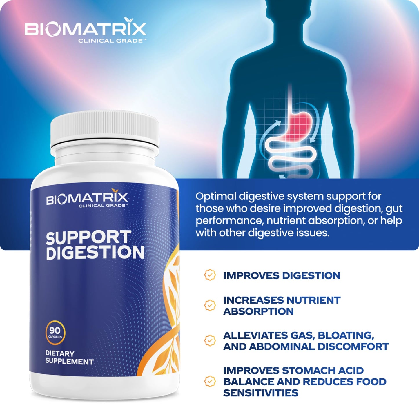 Digestive Enzymes Supplement (90 Capsules) Support Digestion - with Purified Bile, Pancreatin, Plant Enzymes, Ox Bile, Betaine HCL - Maple Wellness Supplements