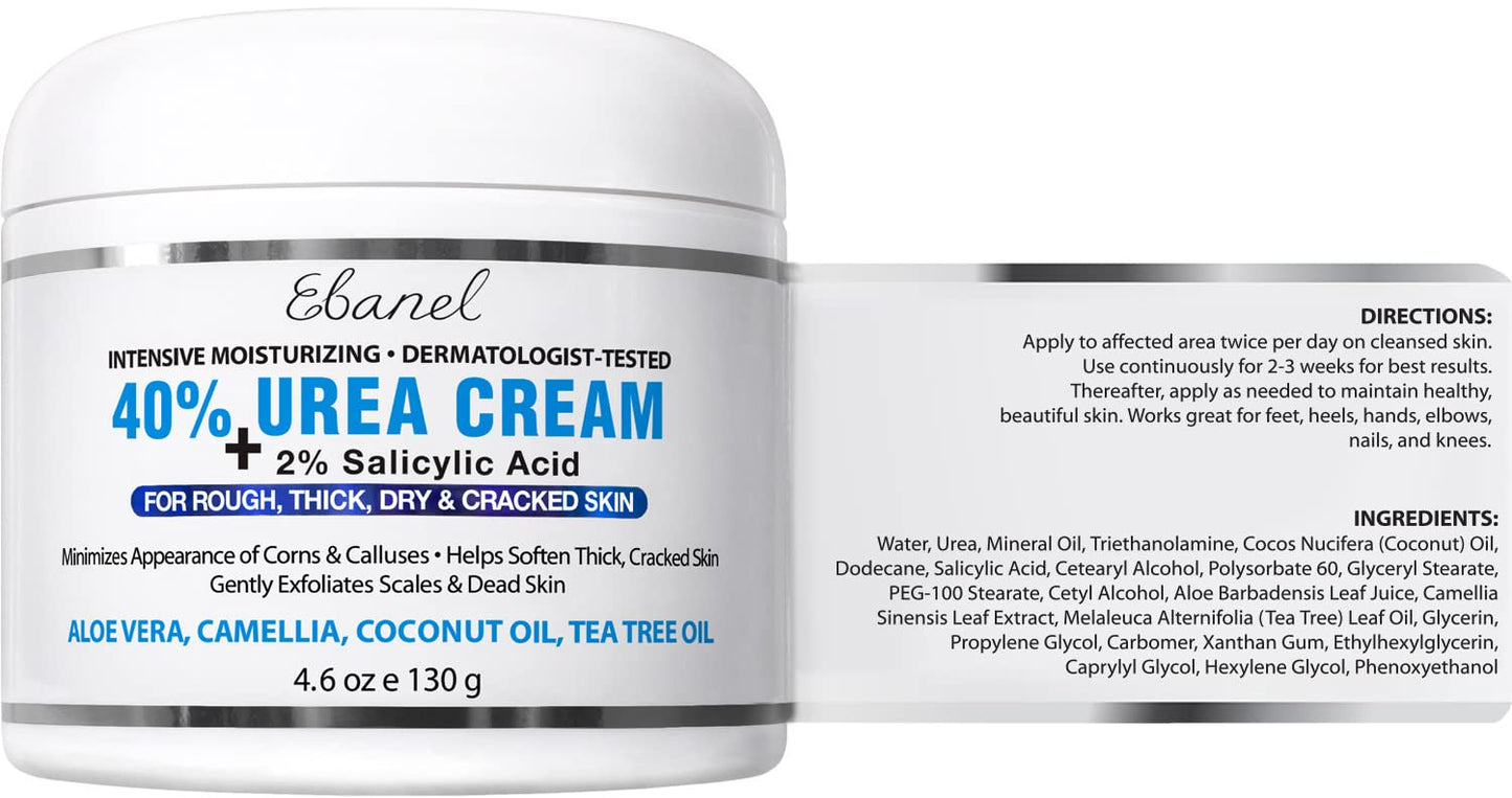 Ebanel Bundle of 2 Pack 40% Urea Cream 4.6 Oz, and Pain Relief Cream Arnica Menthol 2.28 Oz - Maple Wellness Supplements