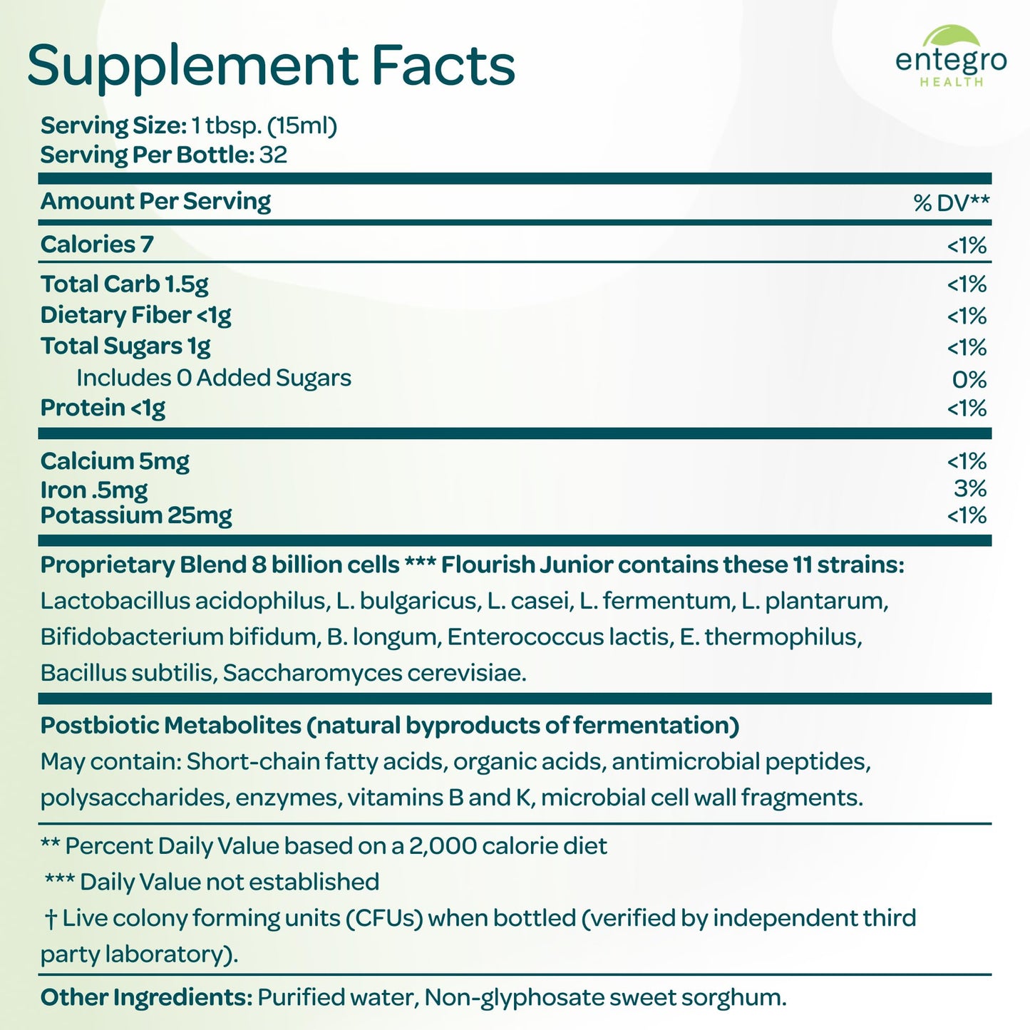 ENTEGRO Flourish Junior Liquid Probiotic & Postbiotic Supplement - Glass | 11 Live Cultures | Gut & Digestive Health for Women, Men & Kids | Organic, Vegan, Allergen Free | USA Made | 16 fl oz - Maple Wellness Supplements