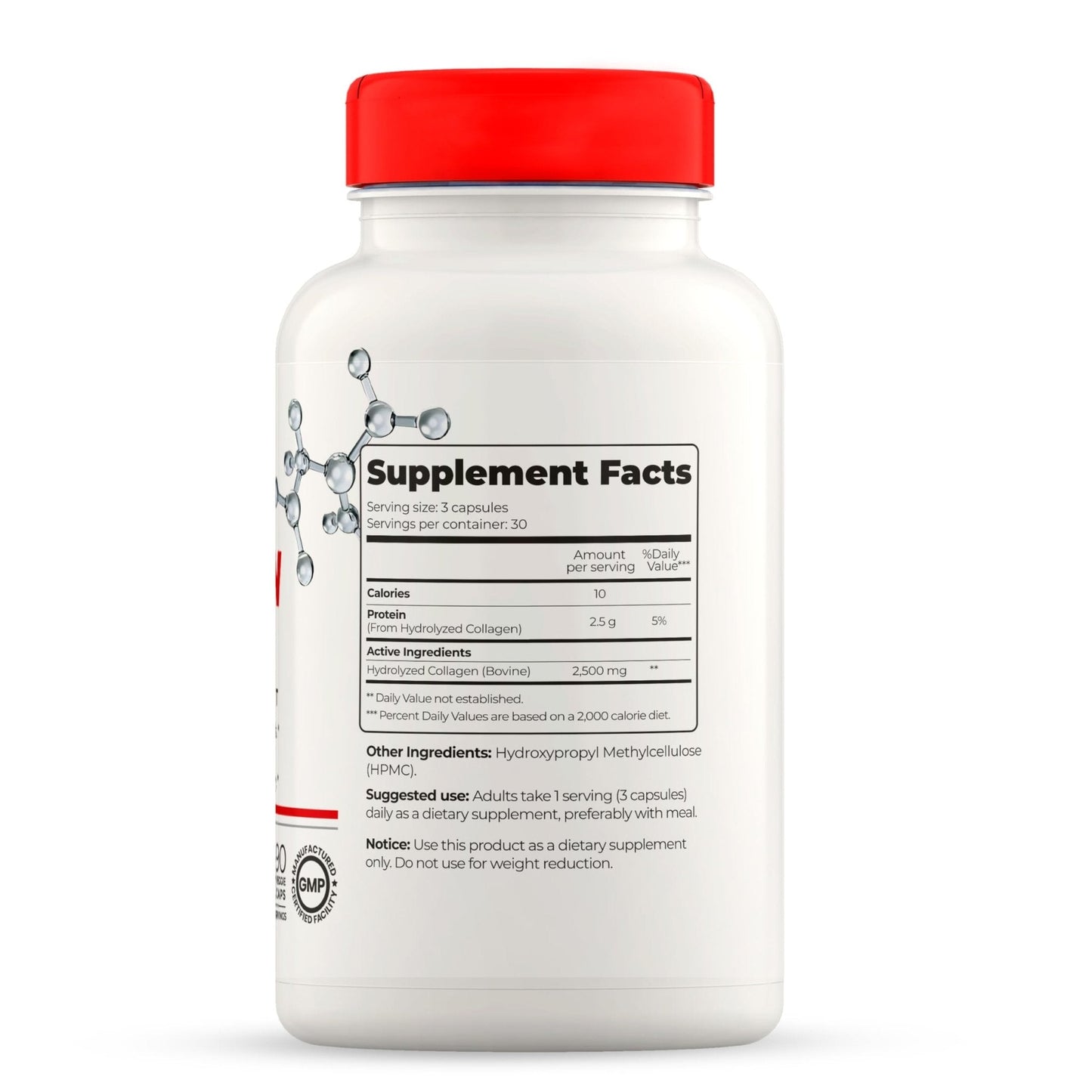 Full Life Hydrolyzed Collagen Supplements - Bovine Collagen Pills for Women and Men - Kosher Collagen Capsules, Gluten-Free - 90 Veggie Capsules 2,500mg - Maple Wellness Supplements