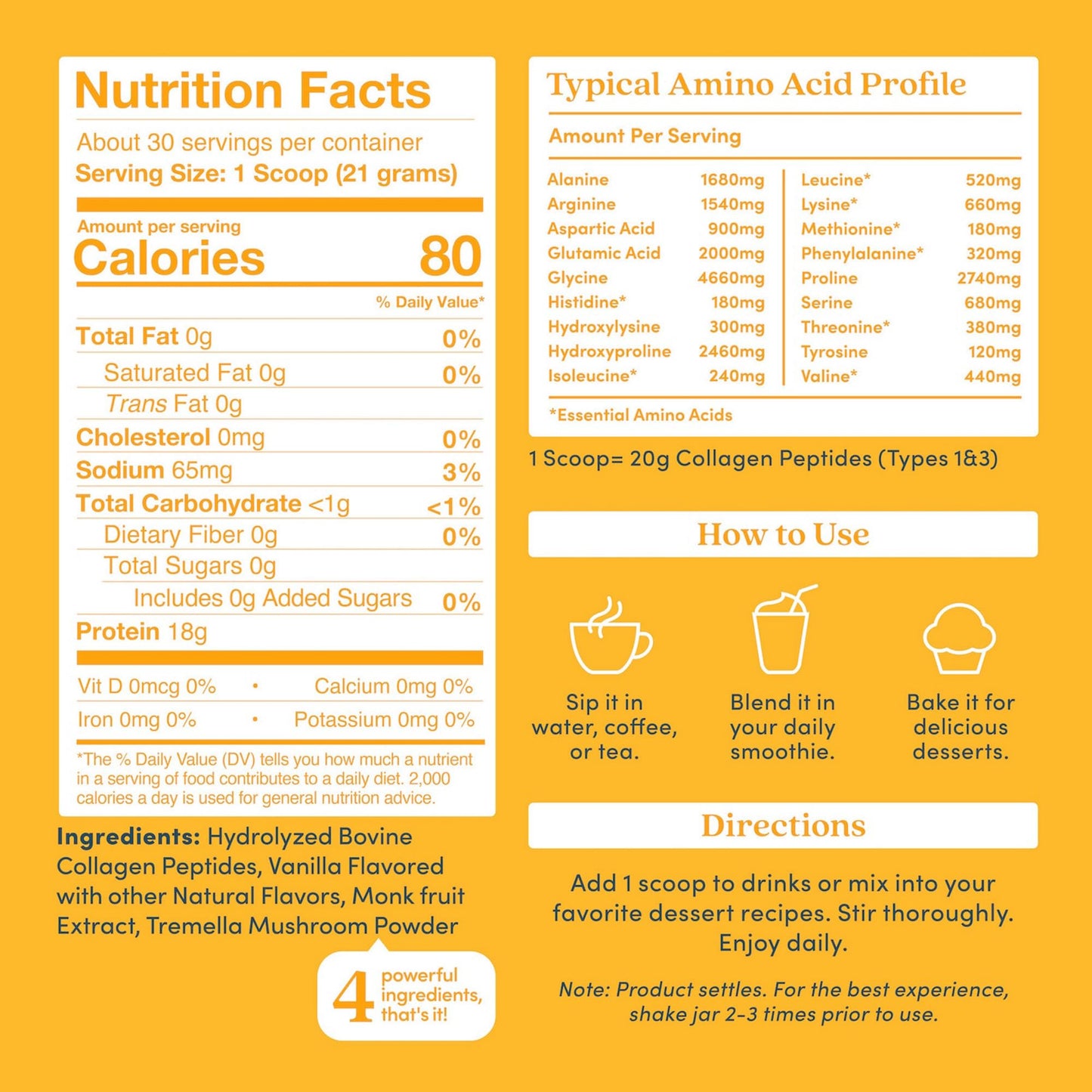 Further Food Vanilla Collagen Peptides Powder with Tremella Mushroom – 100% Grass-Fed, Hydrolyzed Type 1 & 3, 20g of Collagen per Serving, Supports Skin, Hair, Nails & Joints, 22.22 Oz - Maple Wellness Supplements