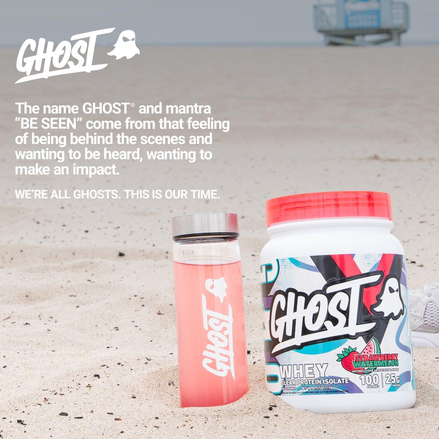 GHOST Clear Whey Isolate Protein Powder, Strawberry Watermelon - 1.57 LB Tub, 25G of Whey Protein - Post Workout Drink for Muscle Gain & Recovery – Sugar Free, Soy Free & Zero Fat, 20 Servings - Maple Wellness Supplements