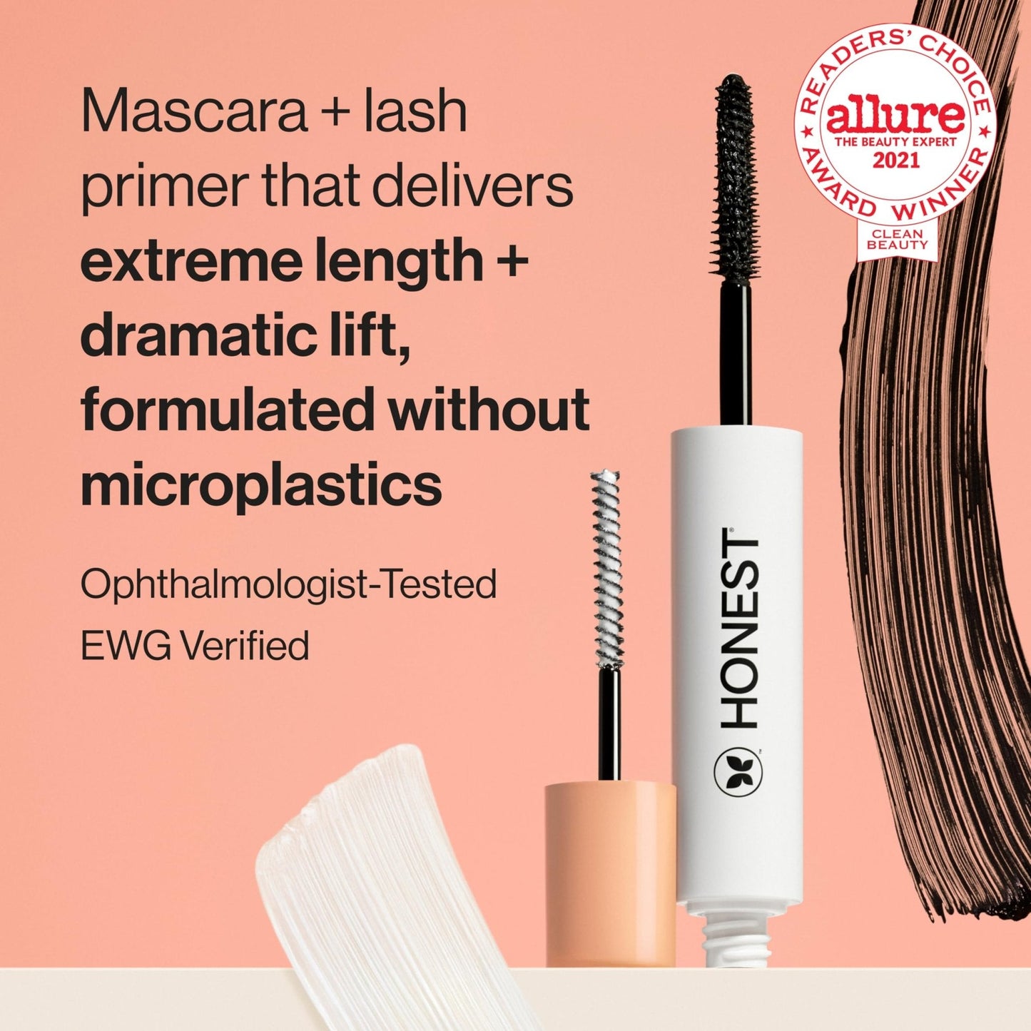 Honest Beauty 2-in-1 Extreme Length Clean Mascara + Lash Primer | Lengthening + Volumizing | Cruelty Free + Safe for Sensitive Eyes | Black, .27 fl oz - Maple Wellness Supplements