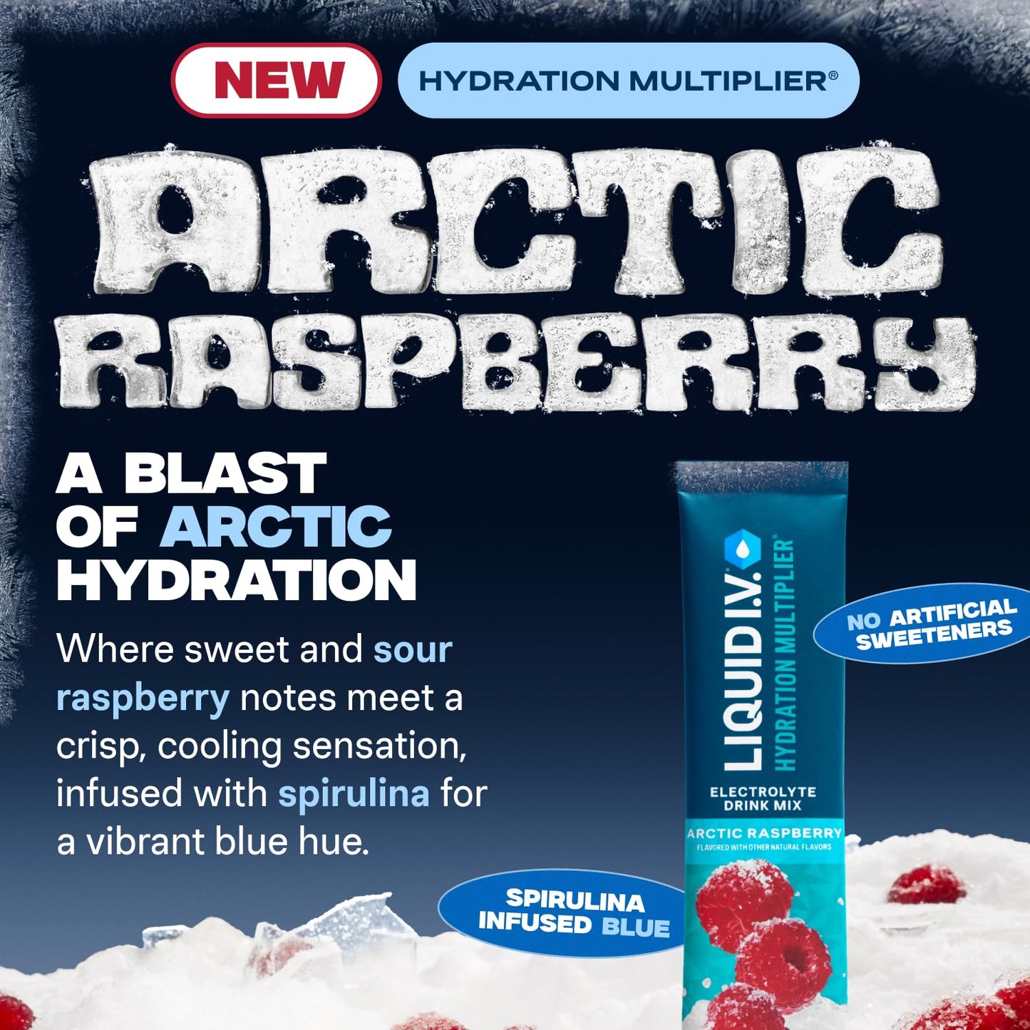 Liquid I.V.® Hydration Multiplier - Arctic Raspberry | Electrolyte Powder Drink Mix | 1 Pack (16 Servings) - Maple Wellness Supplements