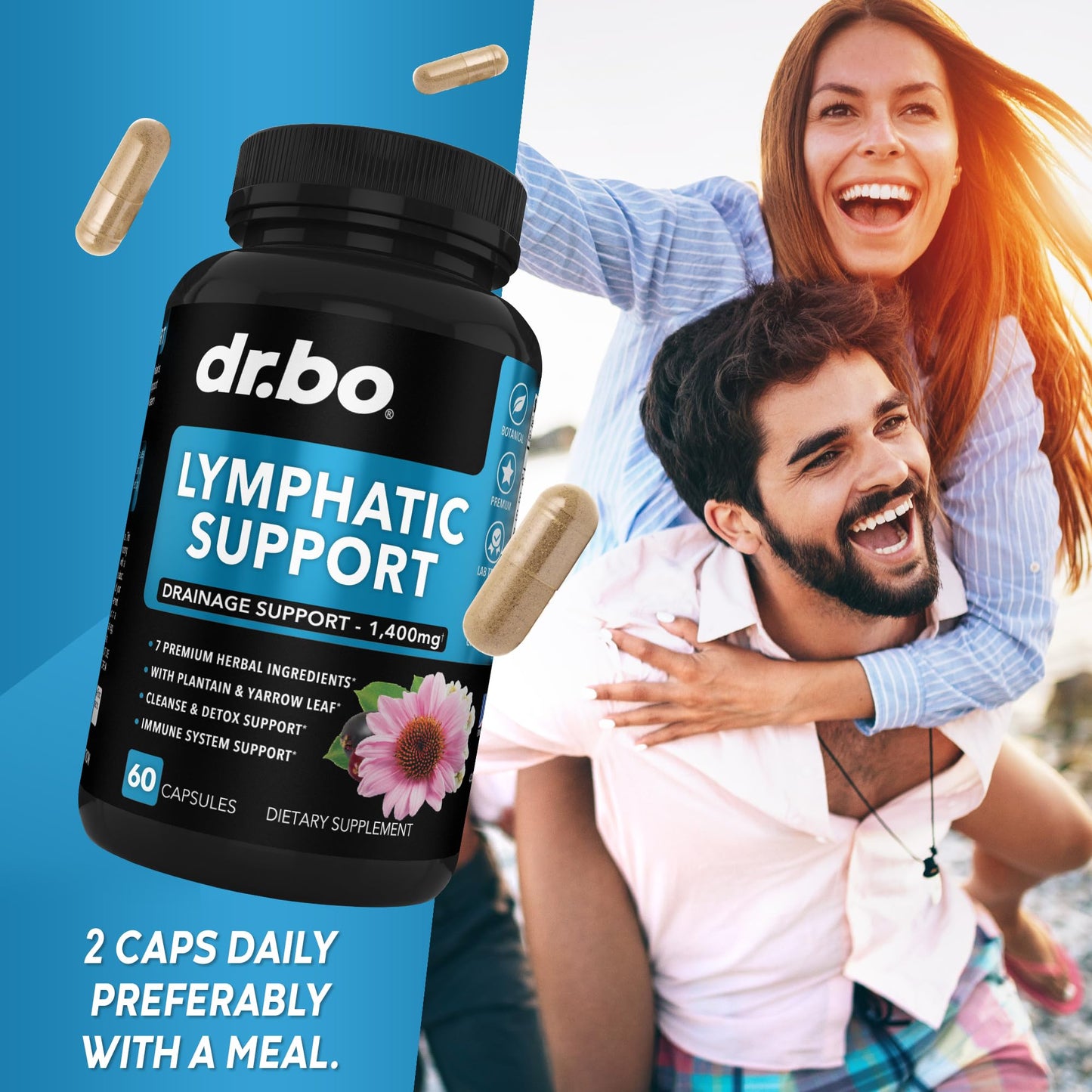 Lymphatic Drainage Supplements Pills - Lymphatic Support Total Herbal Cleanse Products with Echinacea Lymph System Support Supplement for Nodes Legs & Neck - Lymph Node Detox Cleanse System Drainage - Maple Wellness Supplements