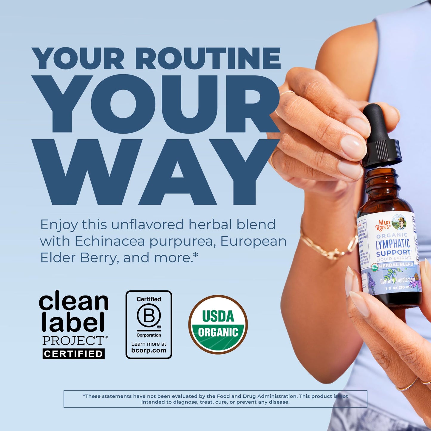 MARYRUTH'S Lymphatic Support Liquid Drops USDA Organic | Herbal Blend with Echinacea & Elderberry | Blue Vervain - Maple Wellness Supplements