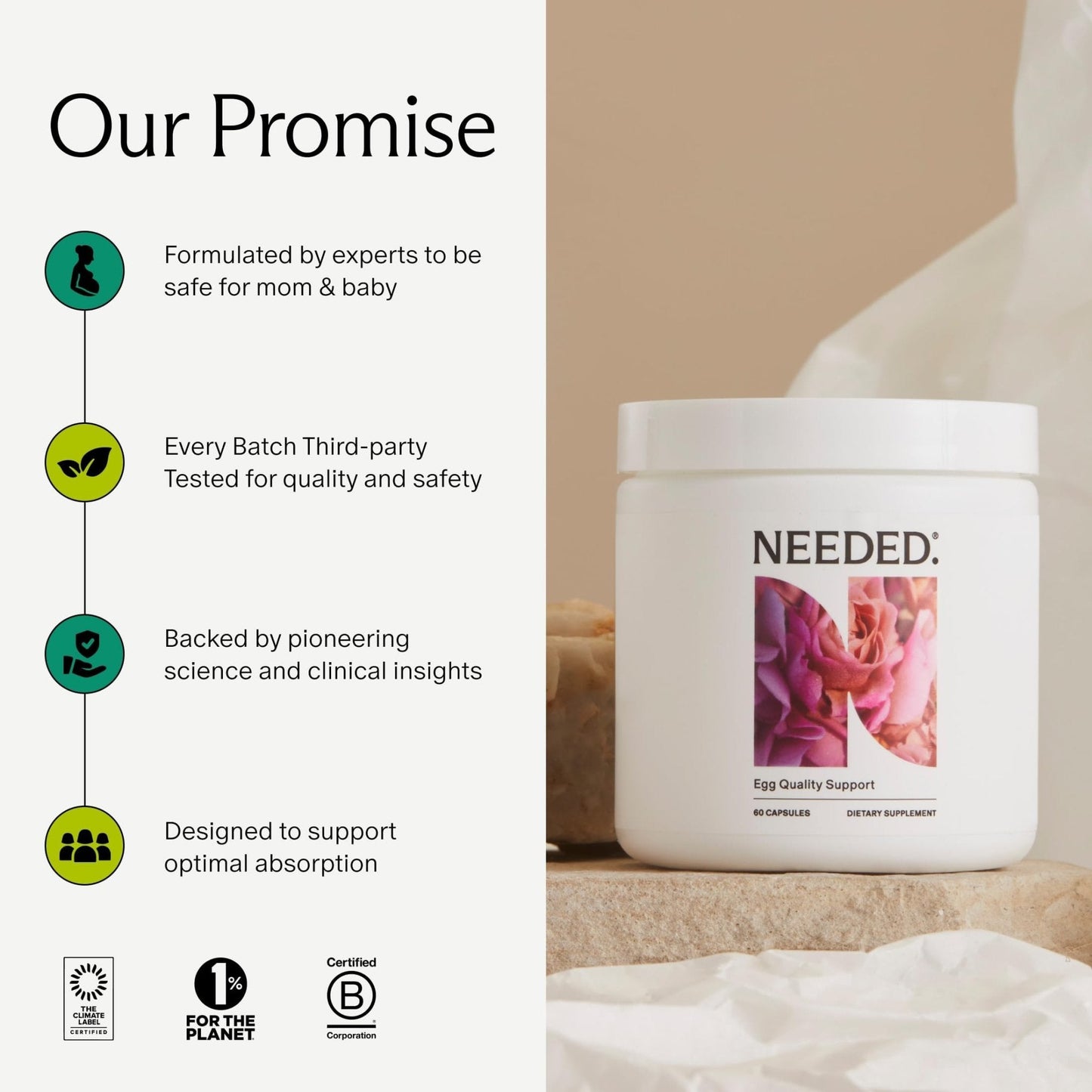 Needed. Egg Quality Support - Optimally Formulated Antioxidants Supplement for Egg Quality - Fertility Support - Fertility Supplement for Women - Maple Wellness Supplements