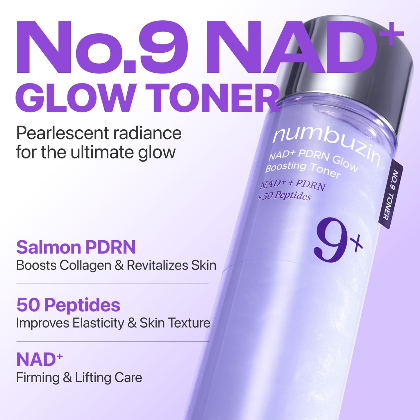 numbuzin No.9 NAD+ Salmon PDRN Glow Boosting Toner, Hydrating & Firming Toner for Wrinkles, Fine Lines & Dull Skin - Maple Wellness Supplements
