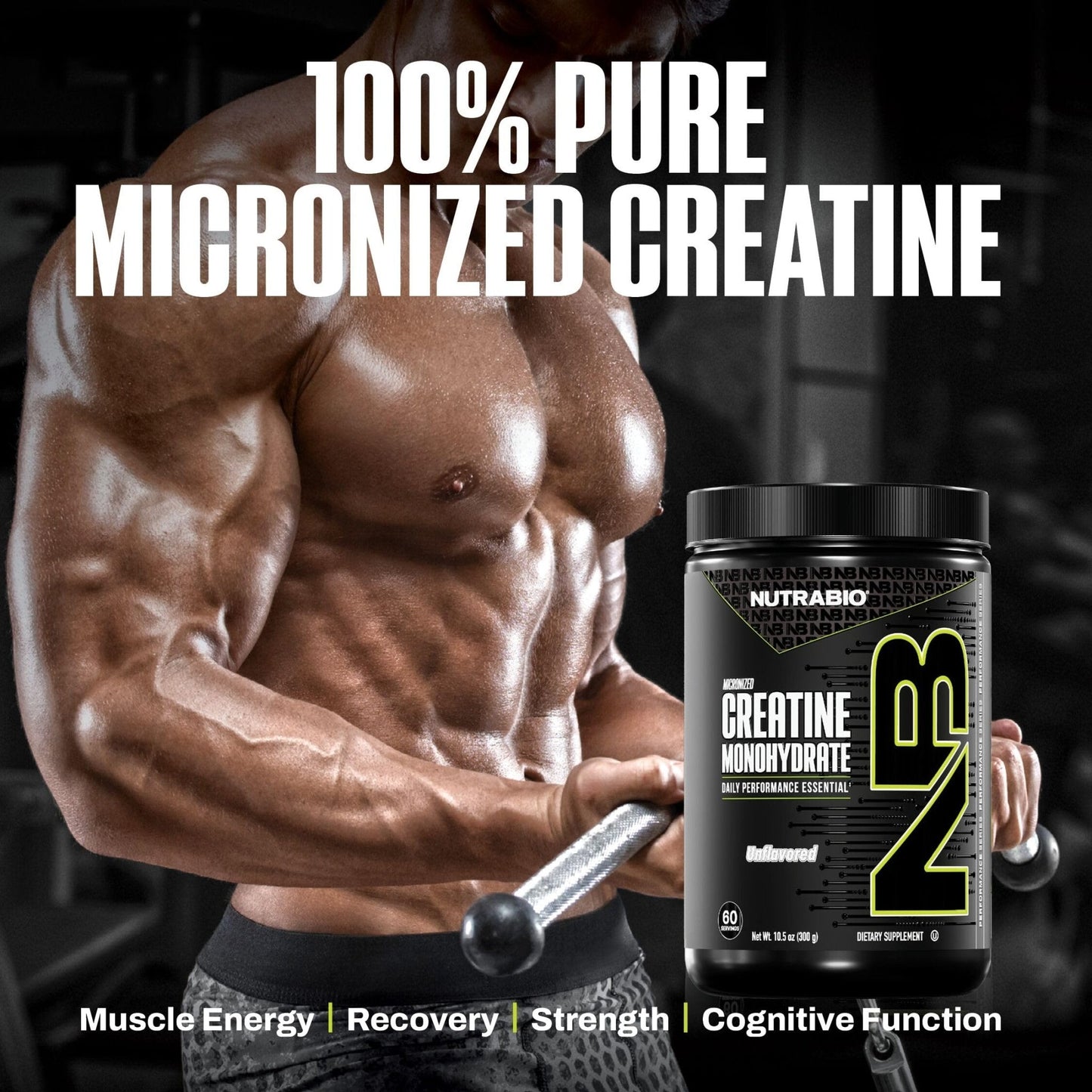 NutraBio Pure Micronized Creatine Monohydrate Powder Supplement, Unflavored, (300 g) - Supports Bulk Muscle Energy, Recovery, and Strength - HPLC Tested Creatine - Maple Wellness Supplements