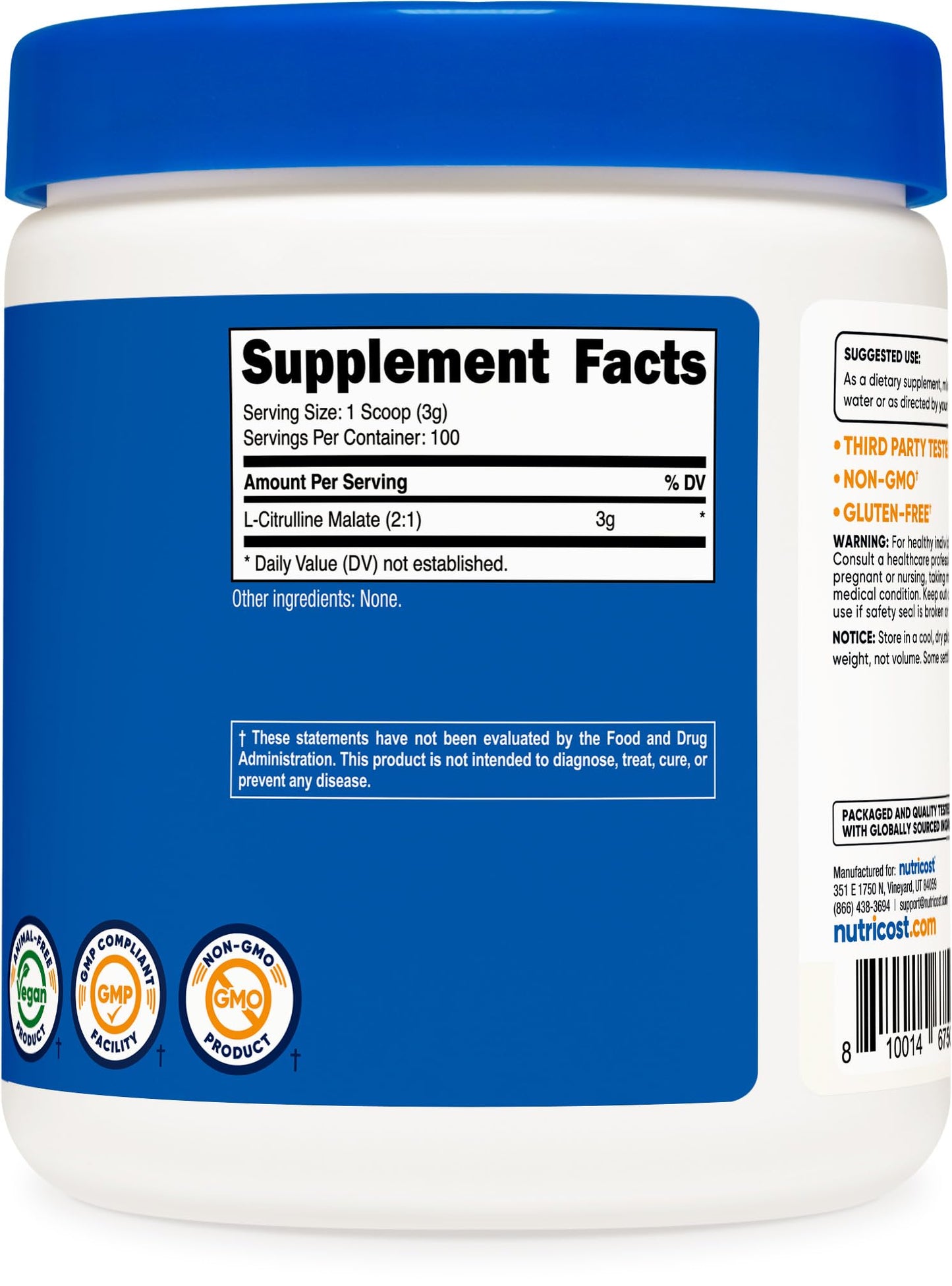 Nutricost L-Citrulline Malate (2:1) Powder (300 Grams) - Maple Wellness Supplements