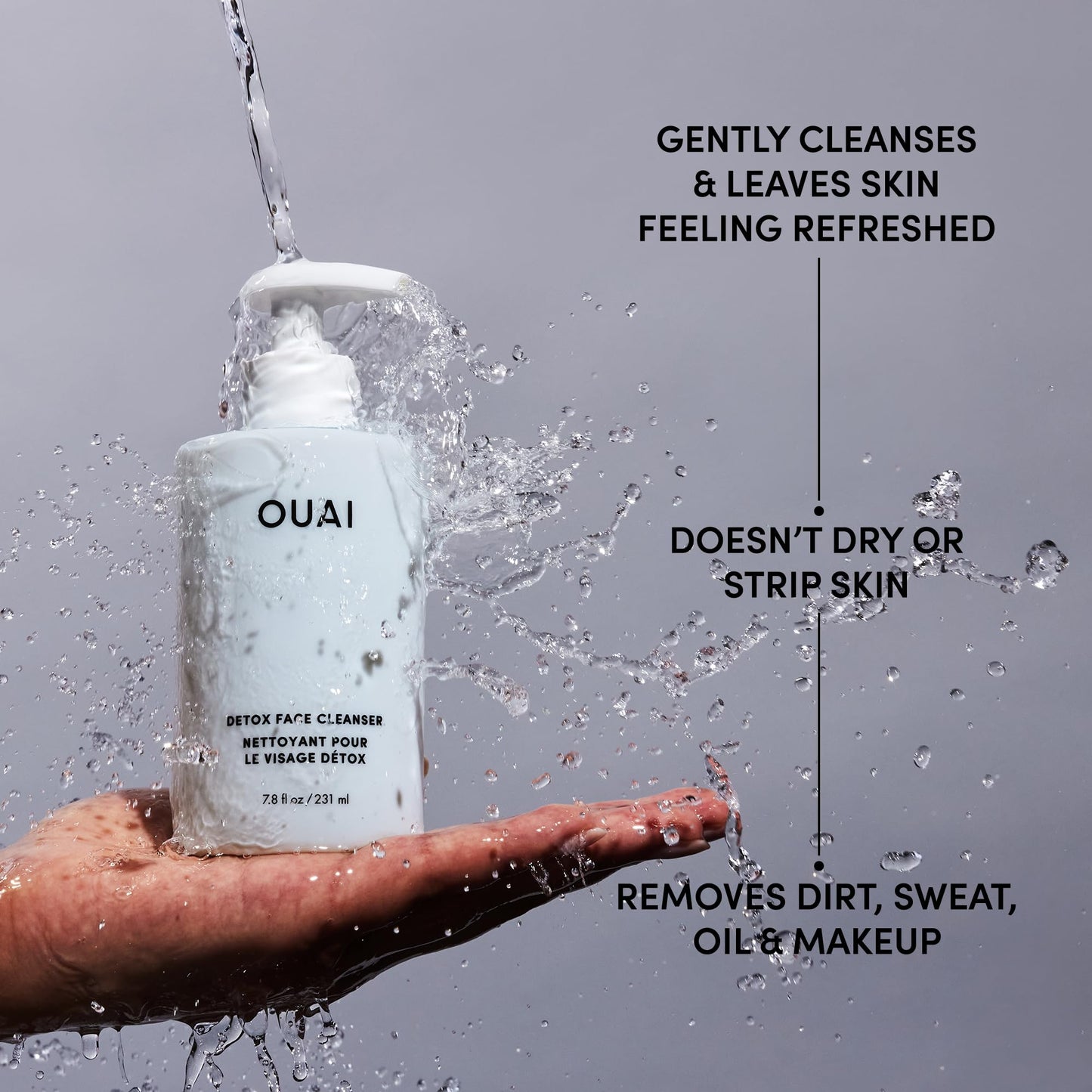 OUAI Detox Facial Cleanser - Deep Cleansing Face Wash with Glycolic Acid, Niacinamide & PHA - Removes Sweat, Dirt & Oil Without Drying - Gentle Face Cleanser for Post-Workout (7.8 Fl Oz) - Maple Wellness Supplements