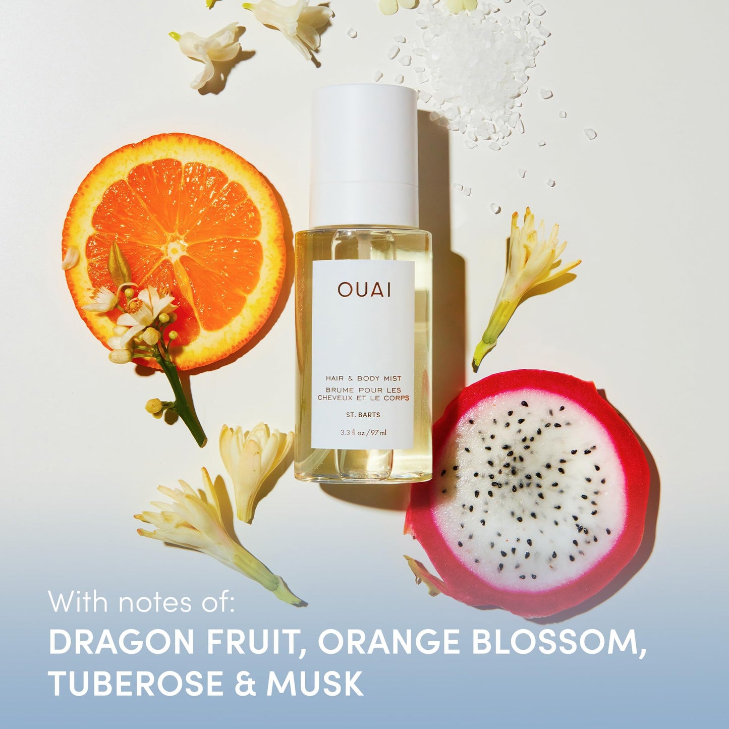 OUAI St. Barts Hair and Body Mist - Tropical-Scented Hair Perfume and Body Spray - Notes of Dragonfruit, Orange Blossom, Tuberose & Musk (8 Fl Oz) - Maple Wellness Supplements
