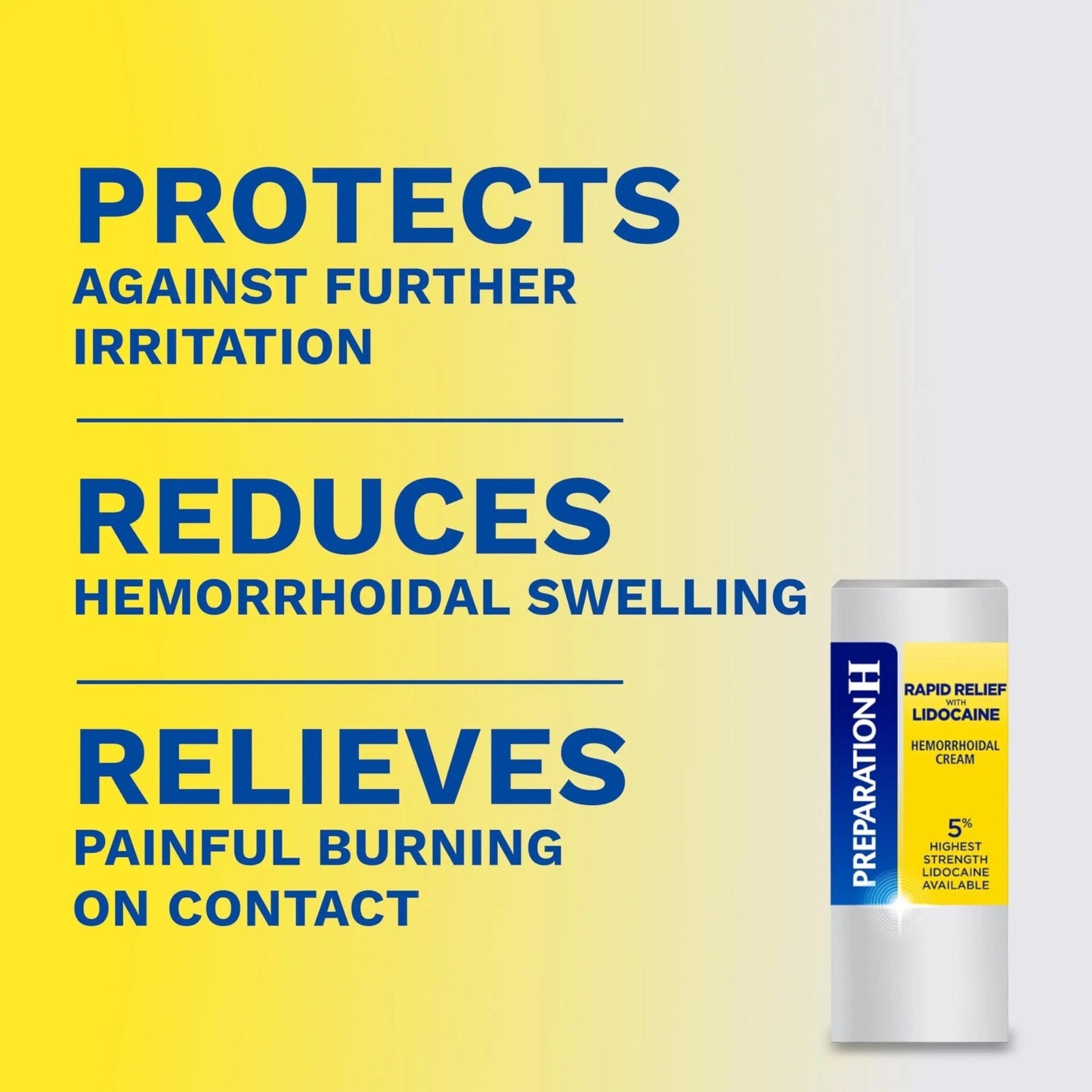 Preparation H Rapid Relief Hemorrhoid Cream with Lidocaine, Numbing Relief for Swelling, Pain, Burning and Itching - 0.75 Oz Tube - Maple Wellness Supplements