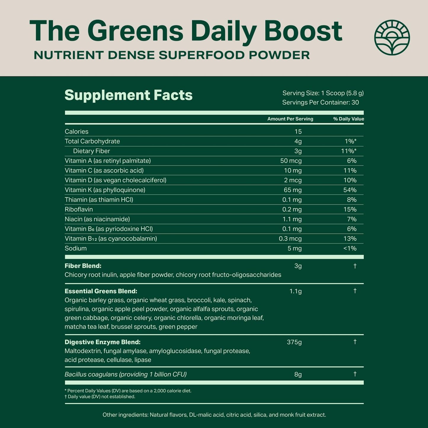 Proper, The Greens Daily Boost Organic Greens Powder. Whole Food, Apple Flavour Veggie Powder Superfood with Wheatgrass, Spirulina, Chlorella, Probiotics. - Maple Wellness Supplements