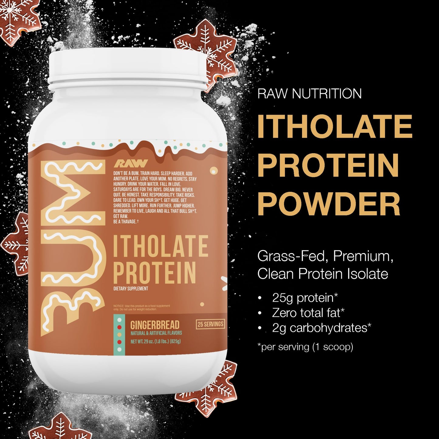 RAW Whey Isolate Protein Powder, Gingerbread (CBUM Itholate Protein) - 100% Grass - Maple Wellness Supplements