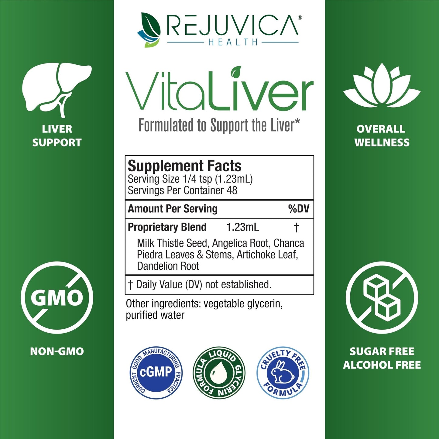 Rejuvica Health VitaLiver | Liver Cleanse & Detox Drops | Milk Thistle, Artichoke, Chanca Piedra & Dandelion Extract | Fatty Liver Support Repair - Maple Wellness Supplements
