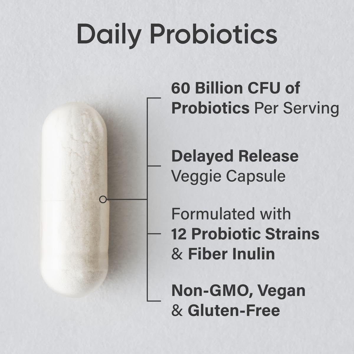 Sports Research Daily Probiotics with Prebiotics, 60 Billion CFU - Vegan Capsules for Gut Health & Digestive Support, Probiotics for Women & Men - Maple Wellness Supplements