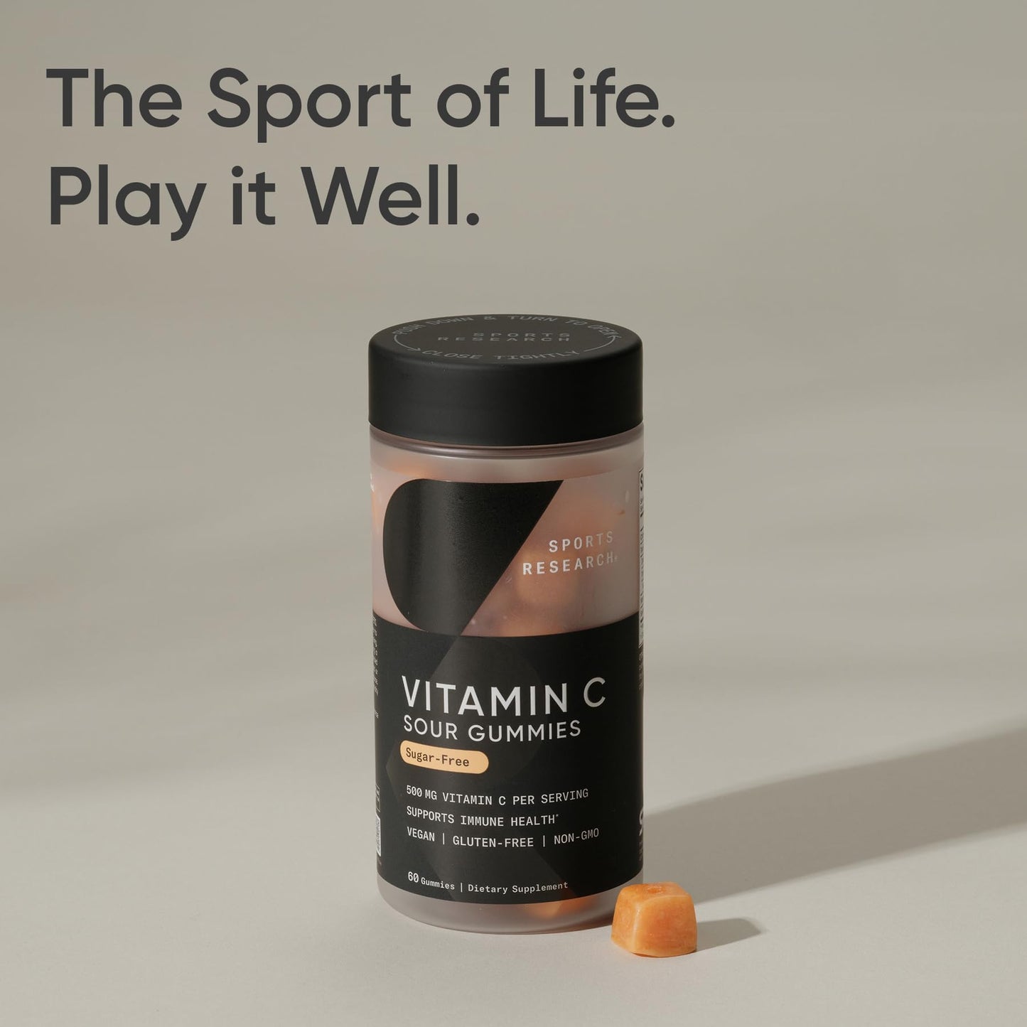 Sports Research® Vitamin C Gummies | 500 mg Vitamin C | Sugar Free, Gelatin Free, Vegan Certified & Non-GMO Tested | Immune & Antioxidant Support 60 Gummies - Maple Wellness Supplements