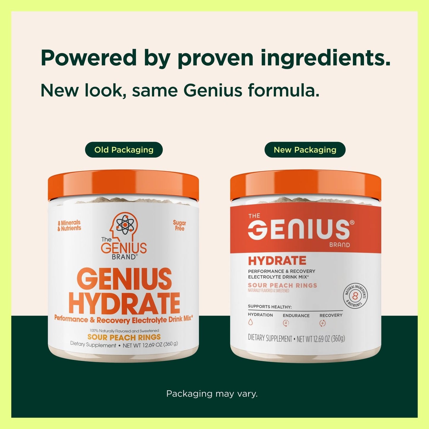 The Genius Brand Genius Hydrate - Electrolyte Supplement for Daily Hydration - Coconut Water - Sugar-Free - 8 Essential Minerals & Nutrients - Non-GMO - Sour Peach Rings - 50 Servings - Maple Wellness Supplements