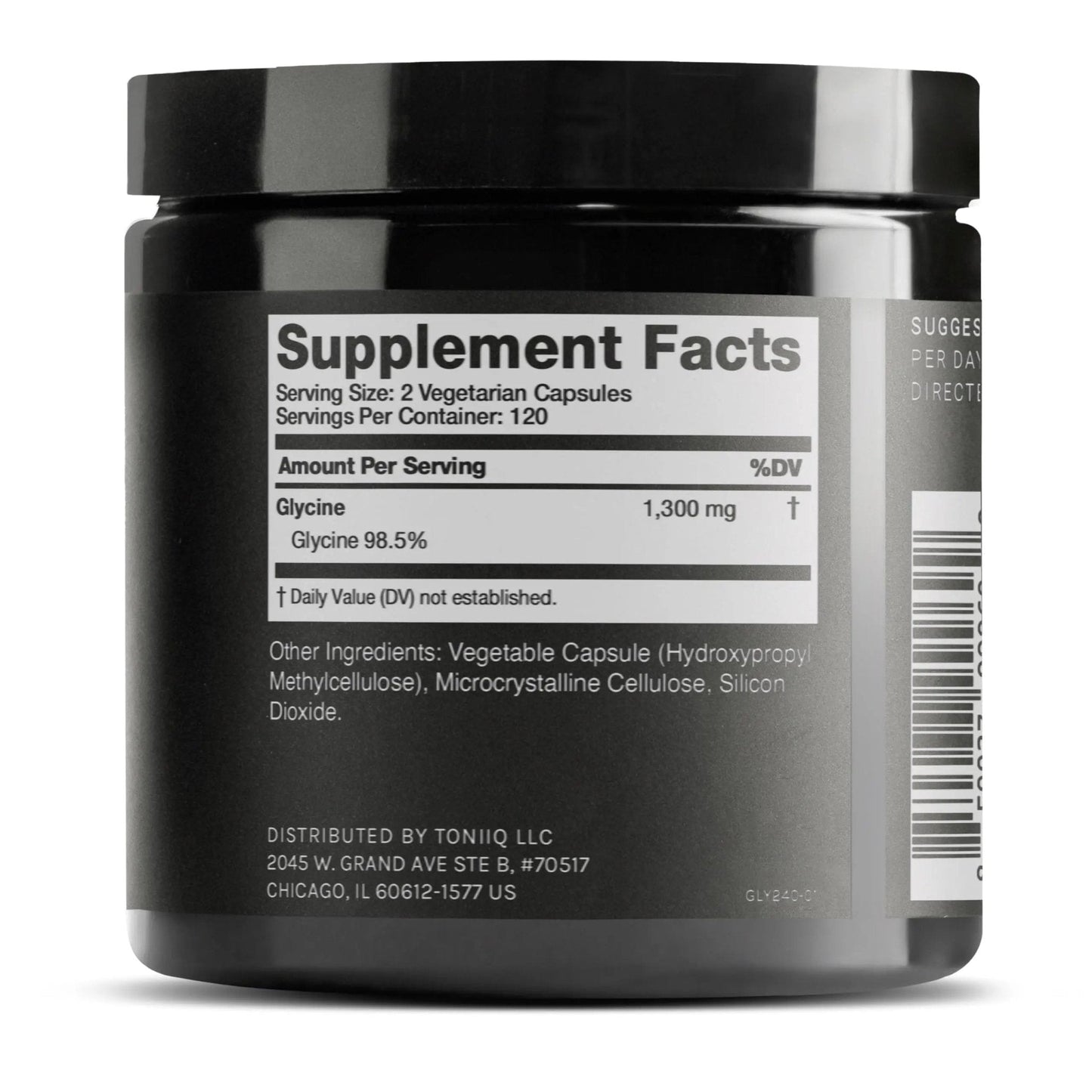 Toniiq 1300mg Glycine Supplements - 4 Month Supply - Min. 98.5%+ Tested Purity - Ultra High Strength and Bioavailable Glycine Powder Supplement - 240 Vegetarian Glycine Capsules - 120 Servings - Maple Wellness Supplements