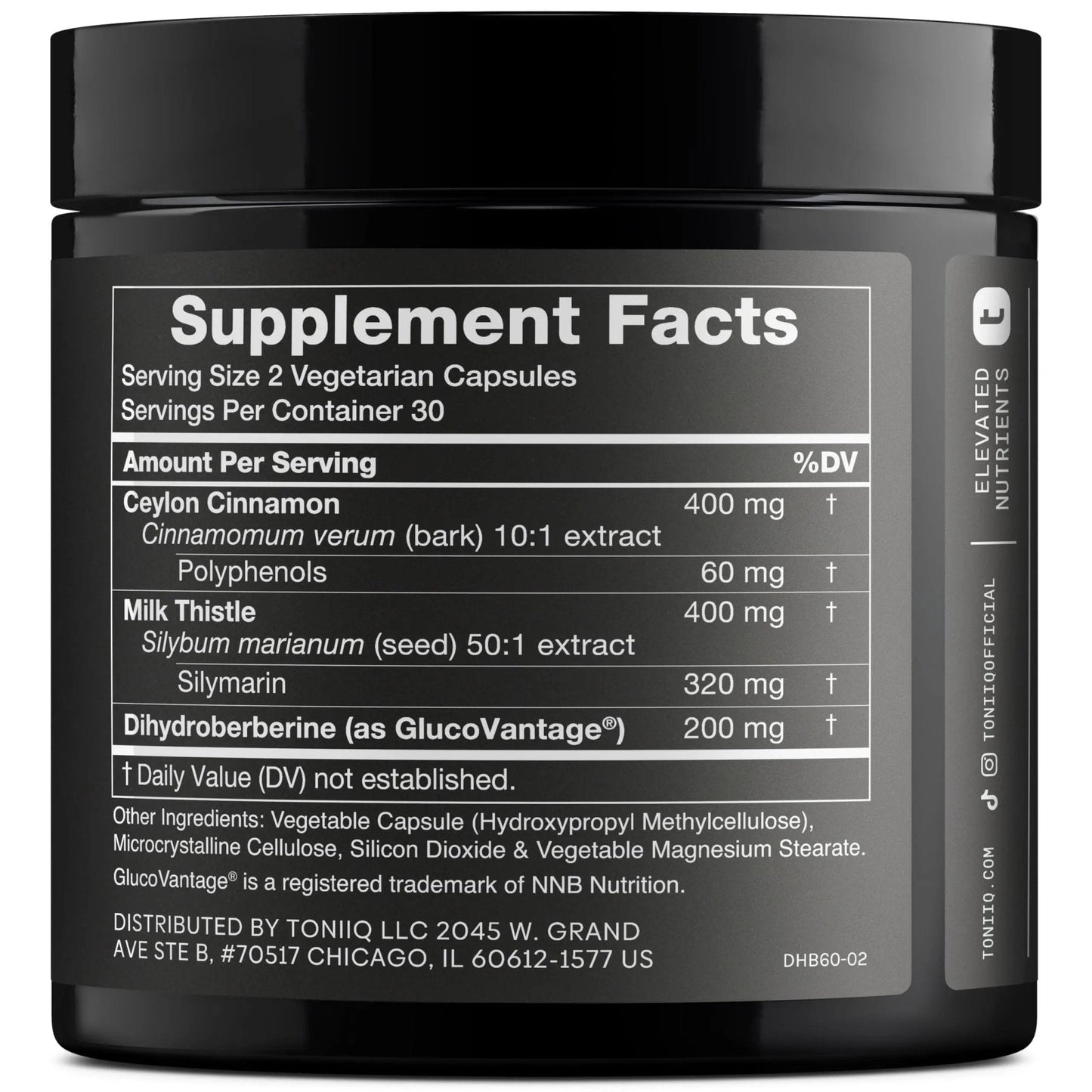 Toniiq Dihydroberberine Supplement - Ultra High Potency 1,000mg Formula with GlucoVantage, 10:1 Ceylon Cinnamon & 50:1 Milk Thistle - Third-Party Lab Tested - Maple Wellness Supplements