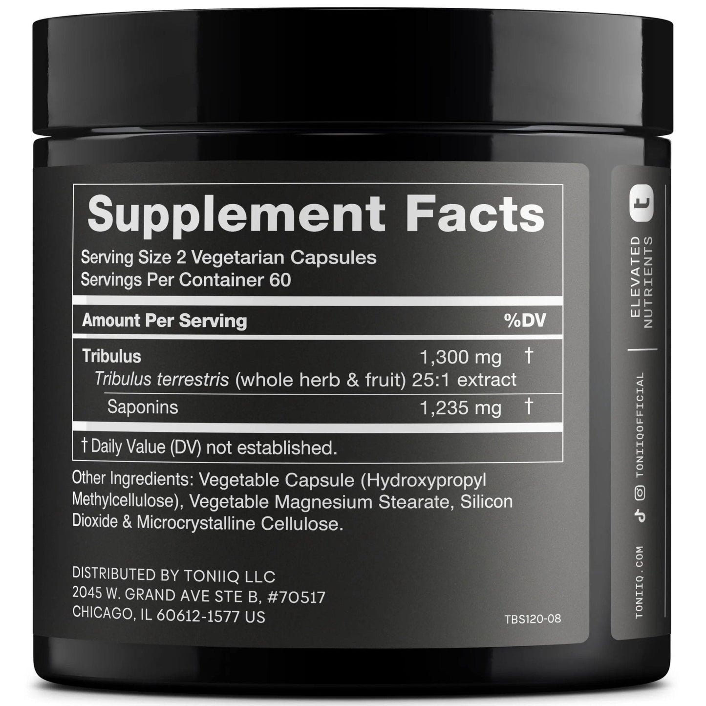 Toniiq Tribulus Terrestris for Men - Ultra High Potency 25:1 Extract with 95% Saponins - 1300mg Pure & Concentrated Formula - Third-Party Lab Tested for Purity & Quality - 120 Capsules - Maple Wellness Supplements