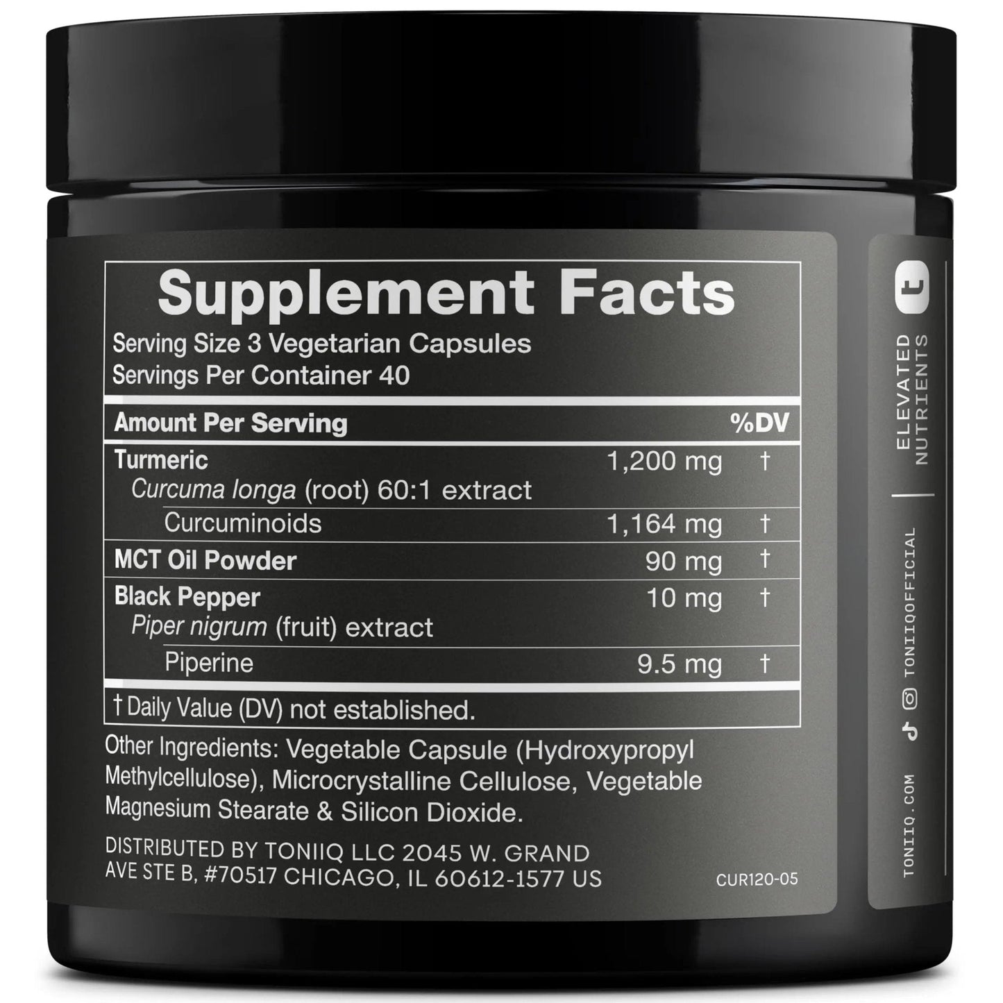 Turmeric Curcumin - Ultra High Potency 60:1 Extract with 97% Curcuminoids - 1200mg Per Serving - Black Pepper & MCT Oil for Enhanced Absorption - Third-Party Lab Tested - 120 Capsules - Maple Wellness Supplements