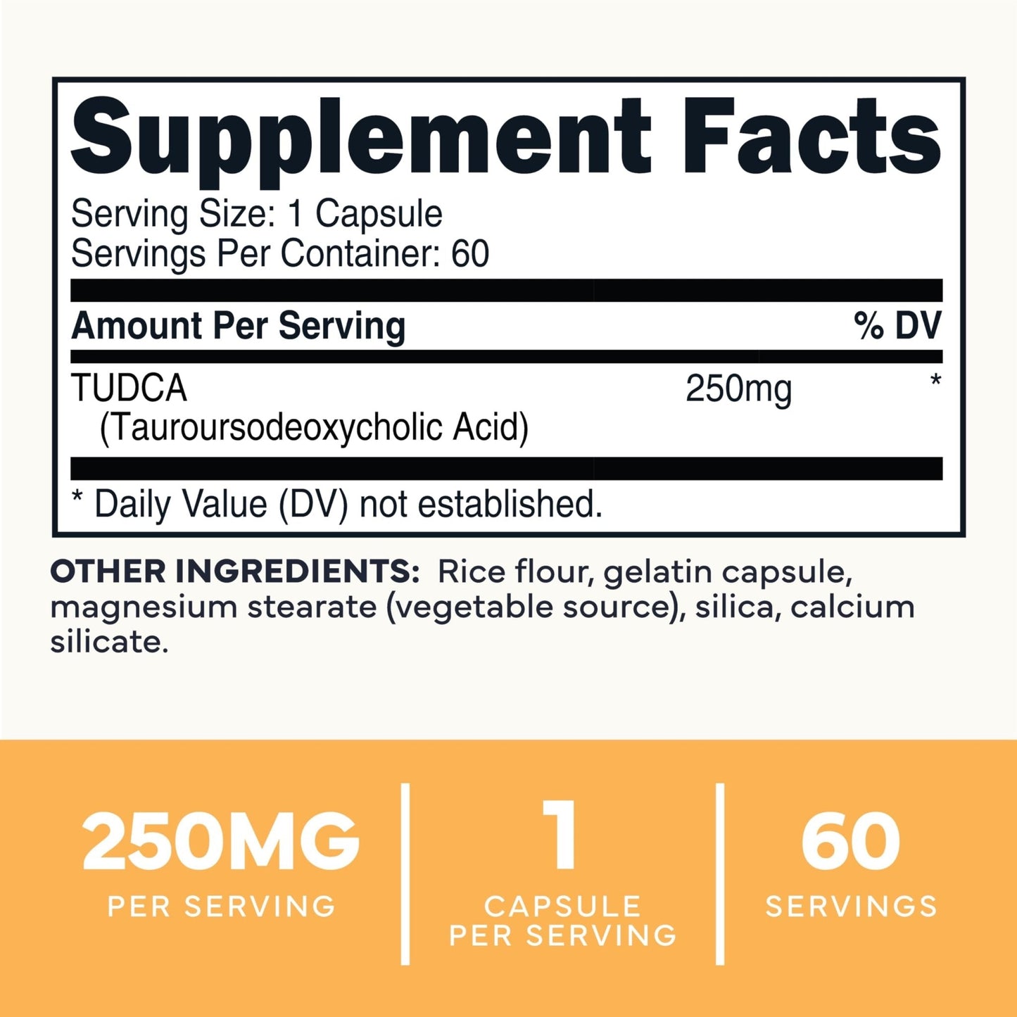 Type Zero Clean TUDCA Capsules 250mg - Pure Tauroursodeoxycholic Acid Supplement - Bile Salt Derivative - 60 Capsules, 60 Servings - Maple Wellness Supplements