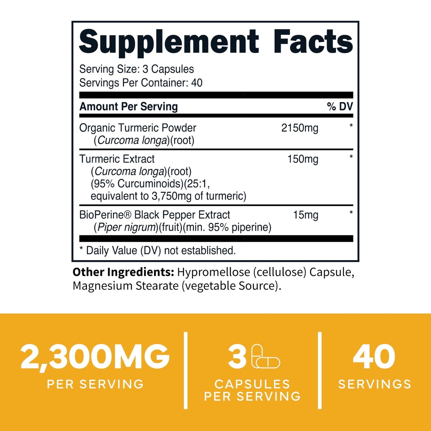 Type Zero Turmeric with Bioperine (120 Capsules) (2300mg per Serving) - GMO Free, Gluten Free, 3rd Party Tested - Maple Wellness Supplements