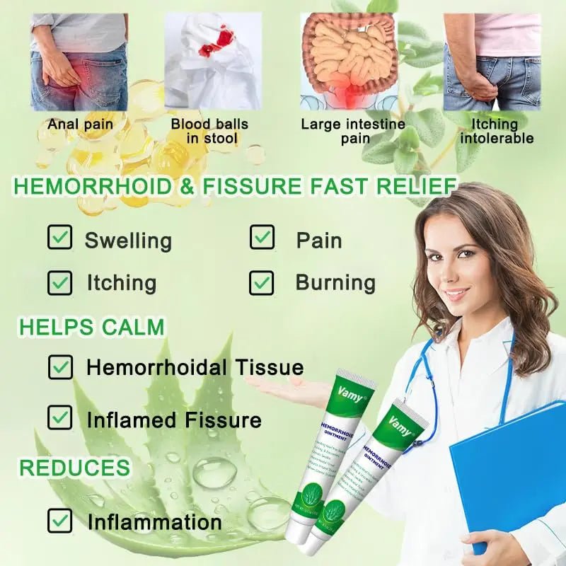 vamy Herbal Hemorrhoid Cream, Hemorrhoid Treatment and Hemorrhoids Cream with Lidocaine 4% and Phenylephrine HCI for Fast Relief of Pain, Swelling, Itching, Burning, Hemorrhoidal Treatment. 2 pc - Maple Wellness Supplements