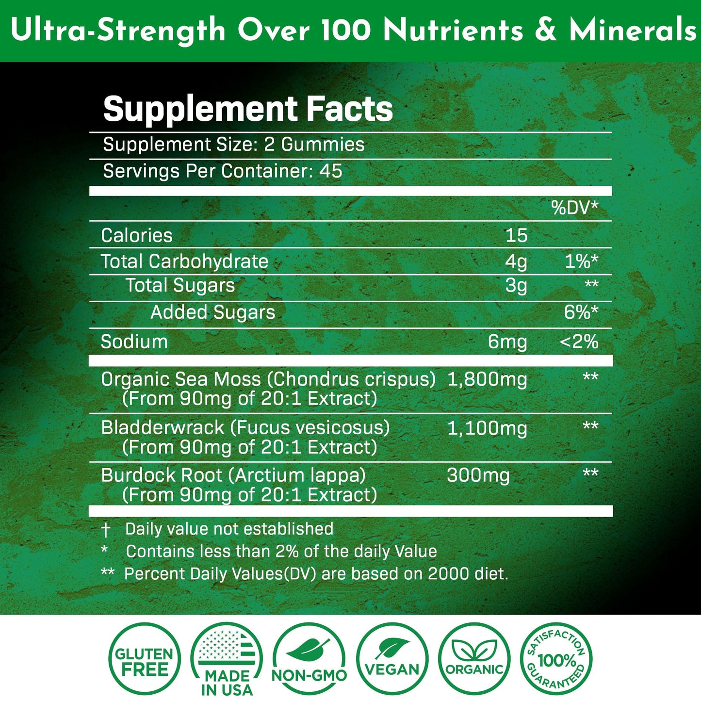 WELLNESS LABSRX Sea Moss Gummies, 3200mg Organic Seamoss, Irish Sea Moss - Maple Wellness Supplements