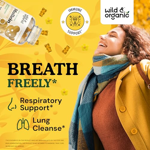 Wild & Organic Mullein Gummies - Daily Dietary Supplement for Respiratory, Digestive - Maple Wellness Supplements