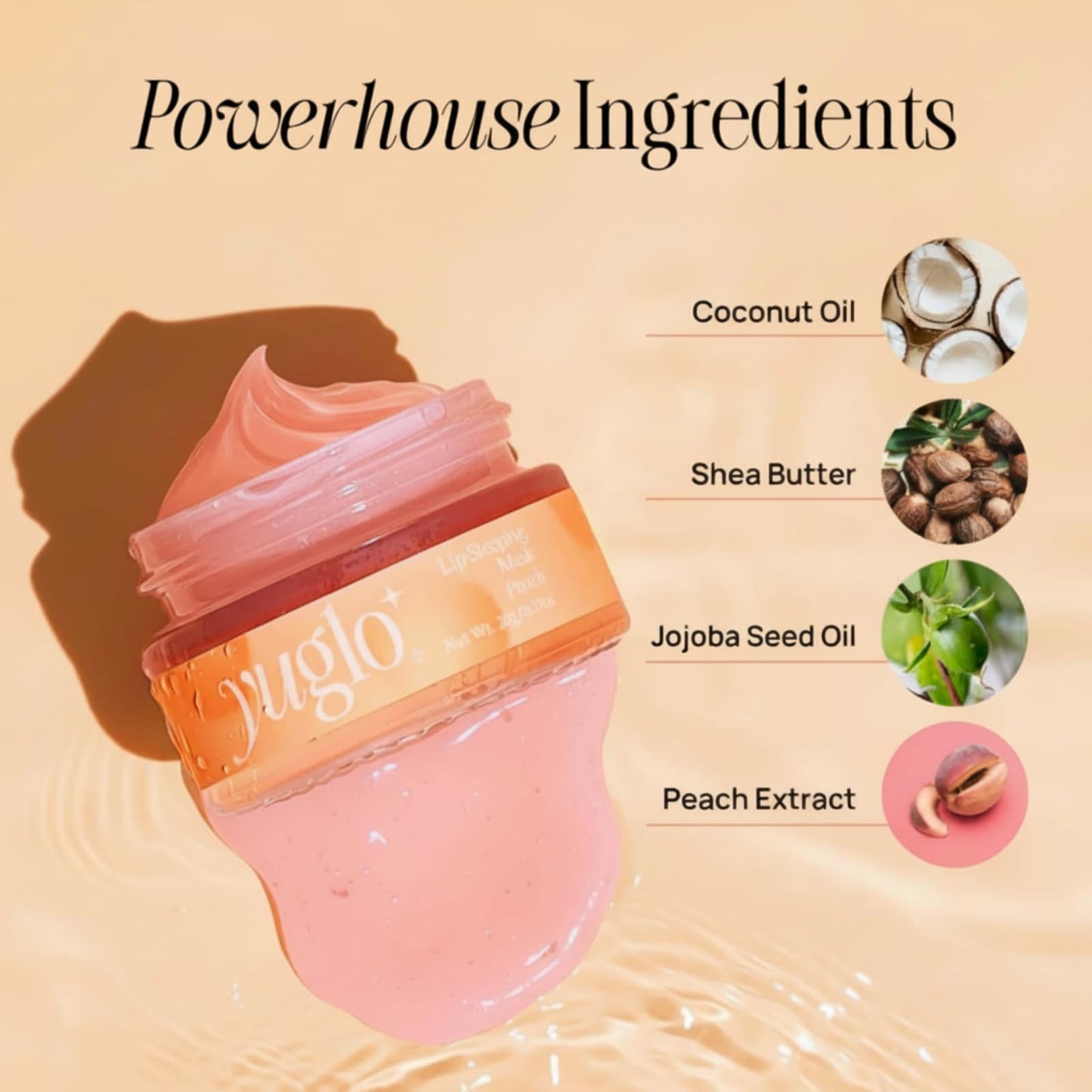 YUGLO Lip Sleeping Mask | Peach Flavor | Hydrating & Soothing Lip Treatment for
Dry, Chapped Lips - Maple Wellness Supplements
