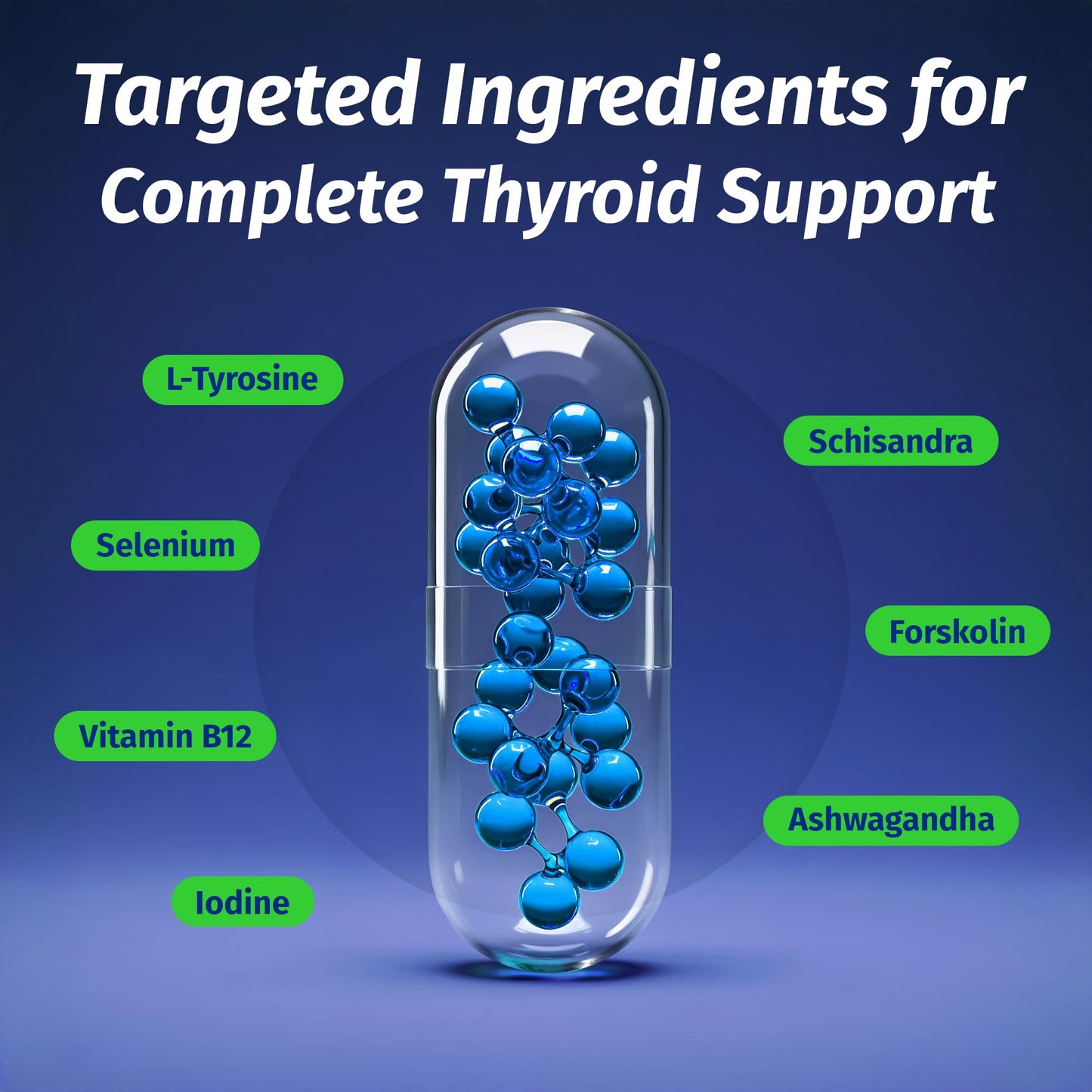 1 Body Thyroid Support Supplement for Women and Men, Selenium with Iodine, Zinc, B12, Ashwagandha and L-Tyrosine, Supports Hormone Health, Energy and Metabolism, 30 Day Supply - Maple Wellness Supplements