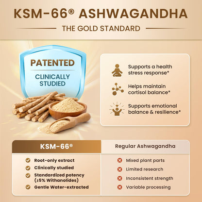 10-IN-1 Cortisol Supplements w/ KSM-66® Ashwagandha 300mg + L-Theanine 250mg, Magnesium Glycinate, Saffron, Phosphatidylserine, Turmeric & Vitamin C D3 B6 B5, For Women Men, 120 Capsules 60-Day Supply - Maple Wellness Supplements