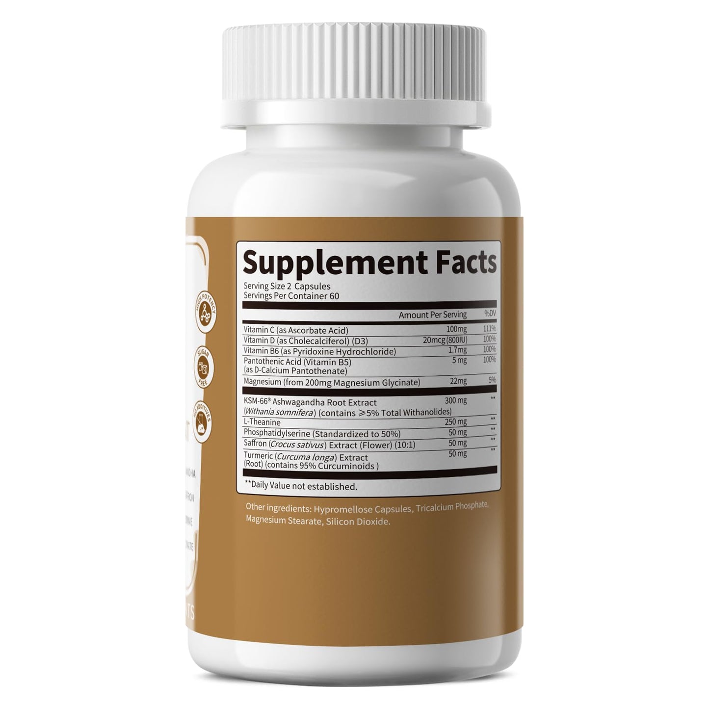 10-IN-1 Cortisol Supplements w/ KSM-66® Ashwagandha 300mg + L-Theanine 250mg, Magnesium Glycinate, Saffron, Phosphatidylserine, Turmeric & Vitamin C D3 B6 B5, For Women Men, 120 Capsules 60-Day Supply - Maple Wellness Supplements