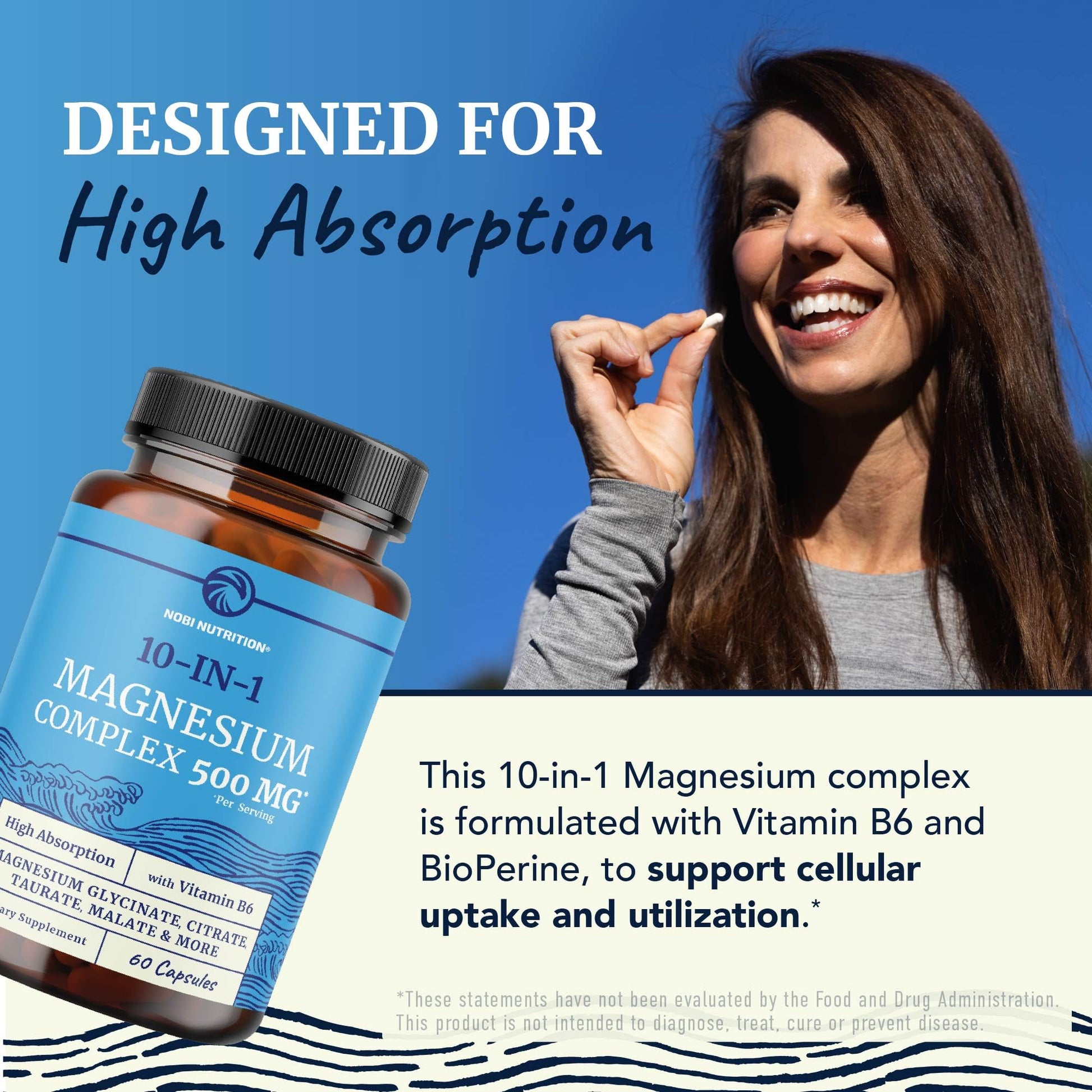 10 in 1 Magnesium Complex Supplement 500MG | Magnesium Citrate, Mag Glycinate, Malate & More | High Absorption Mag Complex with Vitamin B6 | Bone, Muscle & Heart Health Support | Non-GMO | 60 Ct. - Maple Wellness Supplements