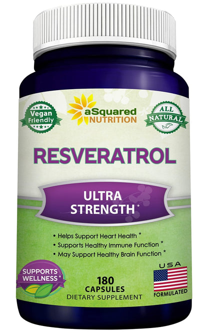 100% Natural Resveratrol - 1000mg Per Serving Max Strength (180 Capsules) Antioxidant Supplement, Trans-Resveratrol Pills - Maple Wellness Supplements