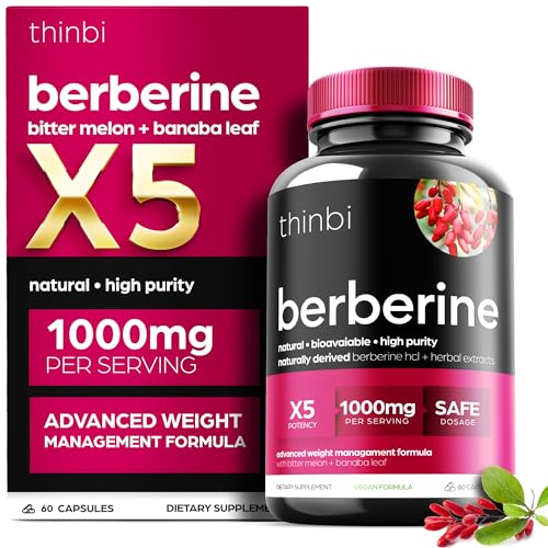 1000mg Berberine Supplement Capsules with Bitter Melon and Banaba Leaf - 30 Servings - Maple Wellness Supplements