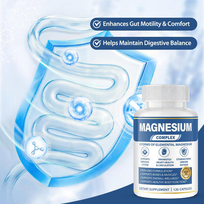 1000mg Magnesium Complex 8 in 1 for Women & Men – Magnesium Glycinate, Citrate, Malate, Taurate, Oxide, Carbonate, Aspartate, Orotate – Vegan Non-GMO, for Sleep, Fatigue & Heart Health, 120 Capsules - Maple Wellness Supplements