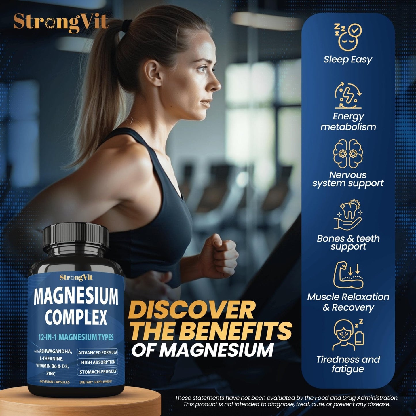 1000mg Magnesium Complex for Women and Men, 12 in 1 Magnesium Supplement with Ashwagandha, Zinc, D3, L-theanine. Easy to Swallow, High Absorption, Sleep Support & Stress Relief (60 Capsules) - Maple Wellness Supplements