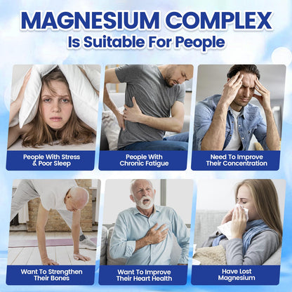 1000mg Magnesium Complex for Women & Men*, 8 Elemental with Magnesium Glycinate, Citrate, Malate, Taurate, Oxide, Carbonate, Aspartate, Orotate for Bones, Muscle - Maple Wellness Supplements