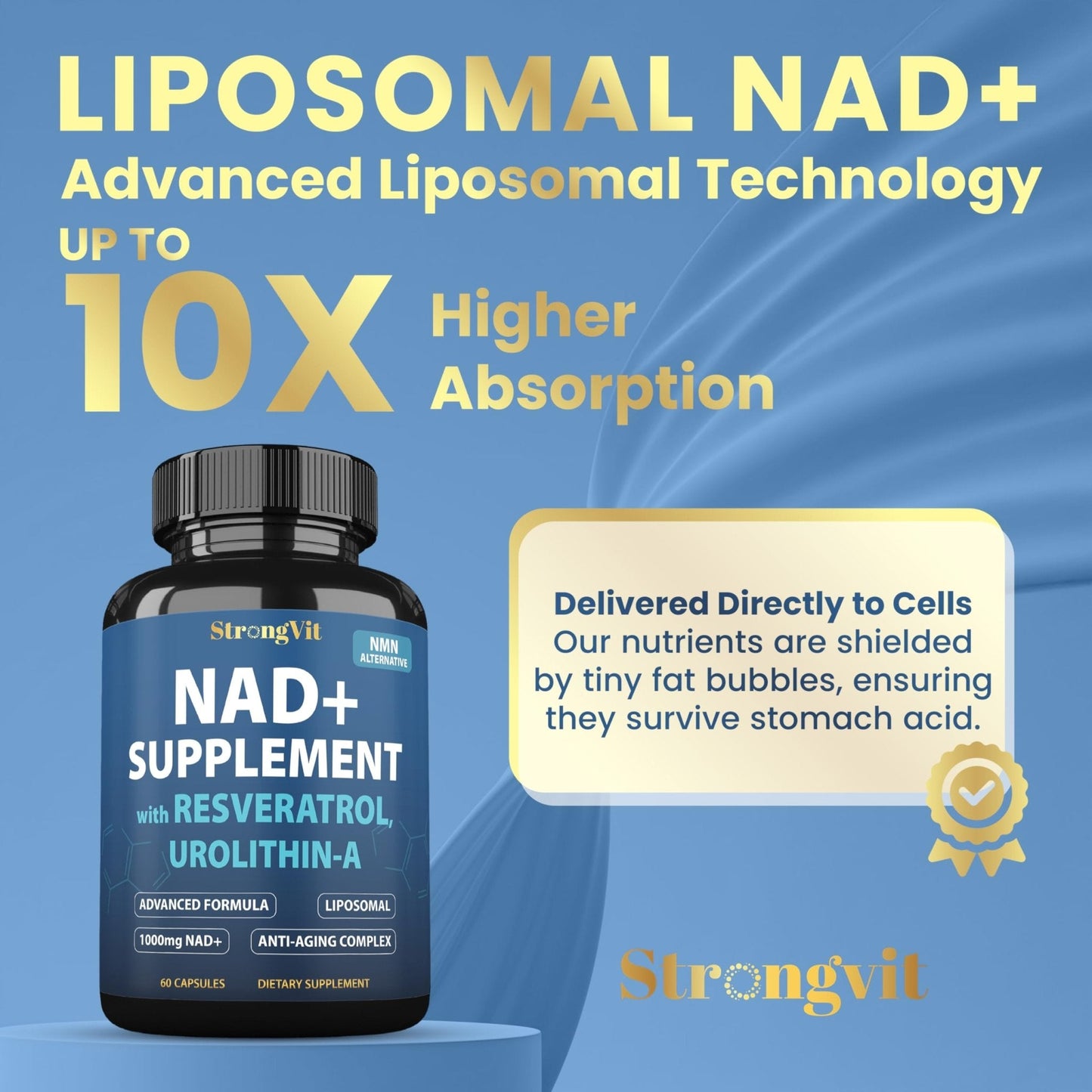 1000mg NAD Supplement with Resveratrol - Advanced Liposomal NAD+ Supplements for Men and Women - Anti-Aging Cell Regenerator - 60 NAD Plus Capsules for Energy & Cellular Health - Maple Wellness Supplements