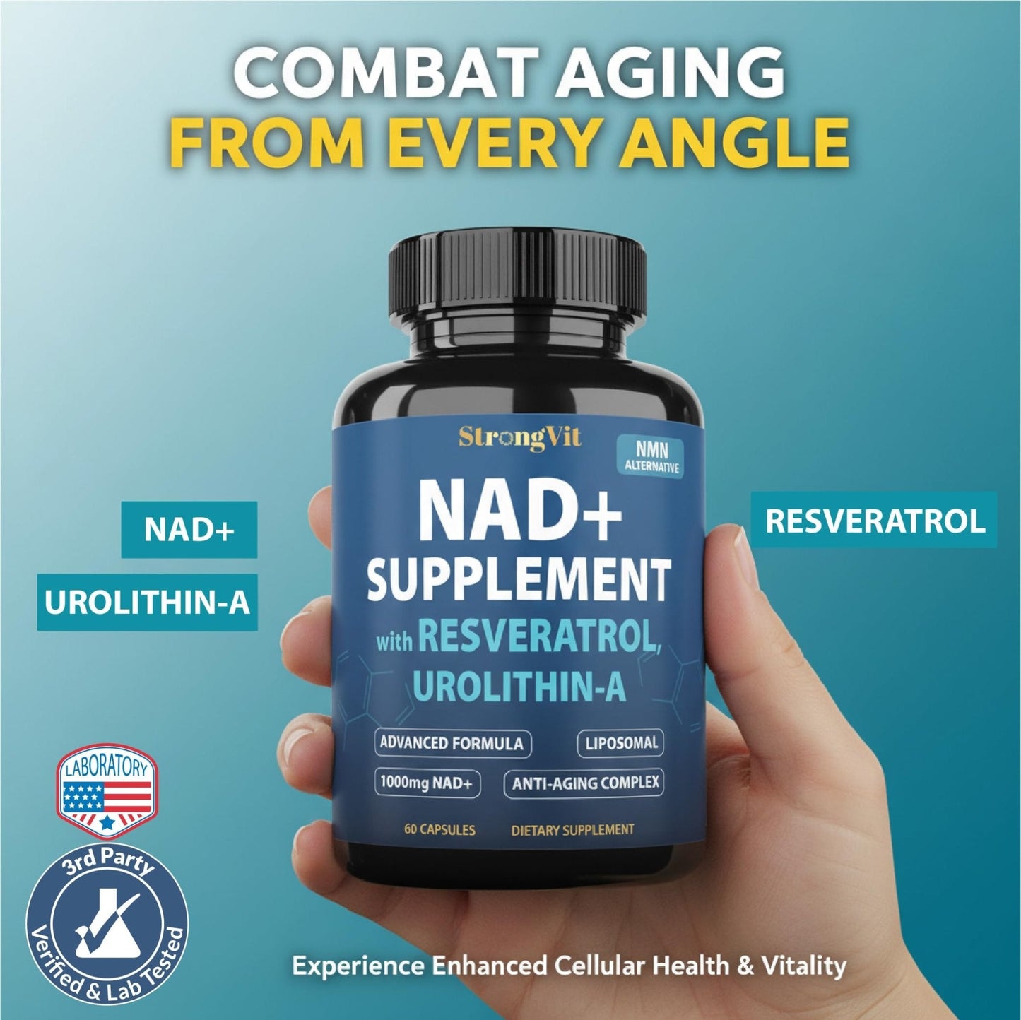 1000mg NAD Supplement with Resveratrol - Advanced Liposomal NAD+ Supplements for Men and Women - Anti-Aging Cell Regenerator - 60 NAD Plus Capsules for Energy & Cellular Health - Maple Wellness Supplements