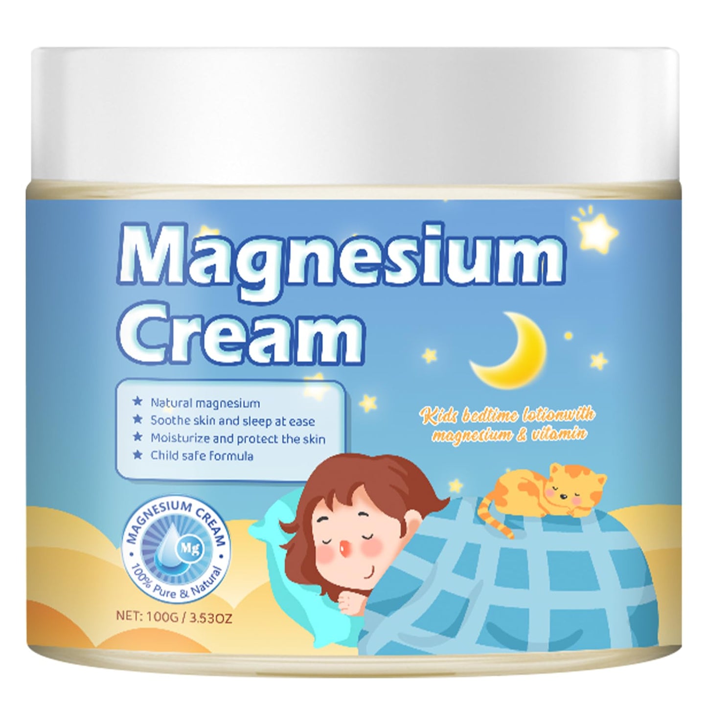 100g Magnesium Lotion for Kids Sleep,Nighttime Magnesium Cream,Soothe and Relax Your Body Before Bed,Safe for Both Adults and Children,Natural Calming Cream Support for Sleep - Maple Wellness Supplements